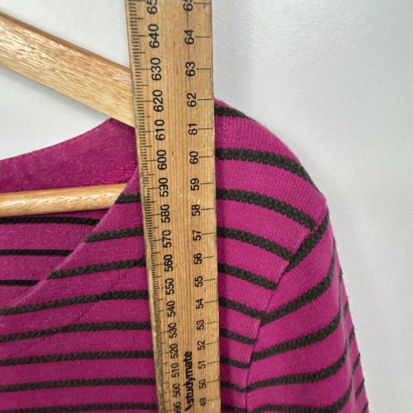Regatta Top Size 16 Pink Striped Long Sleeve Organic Cotton