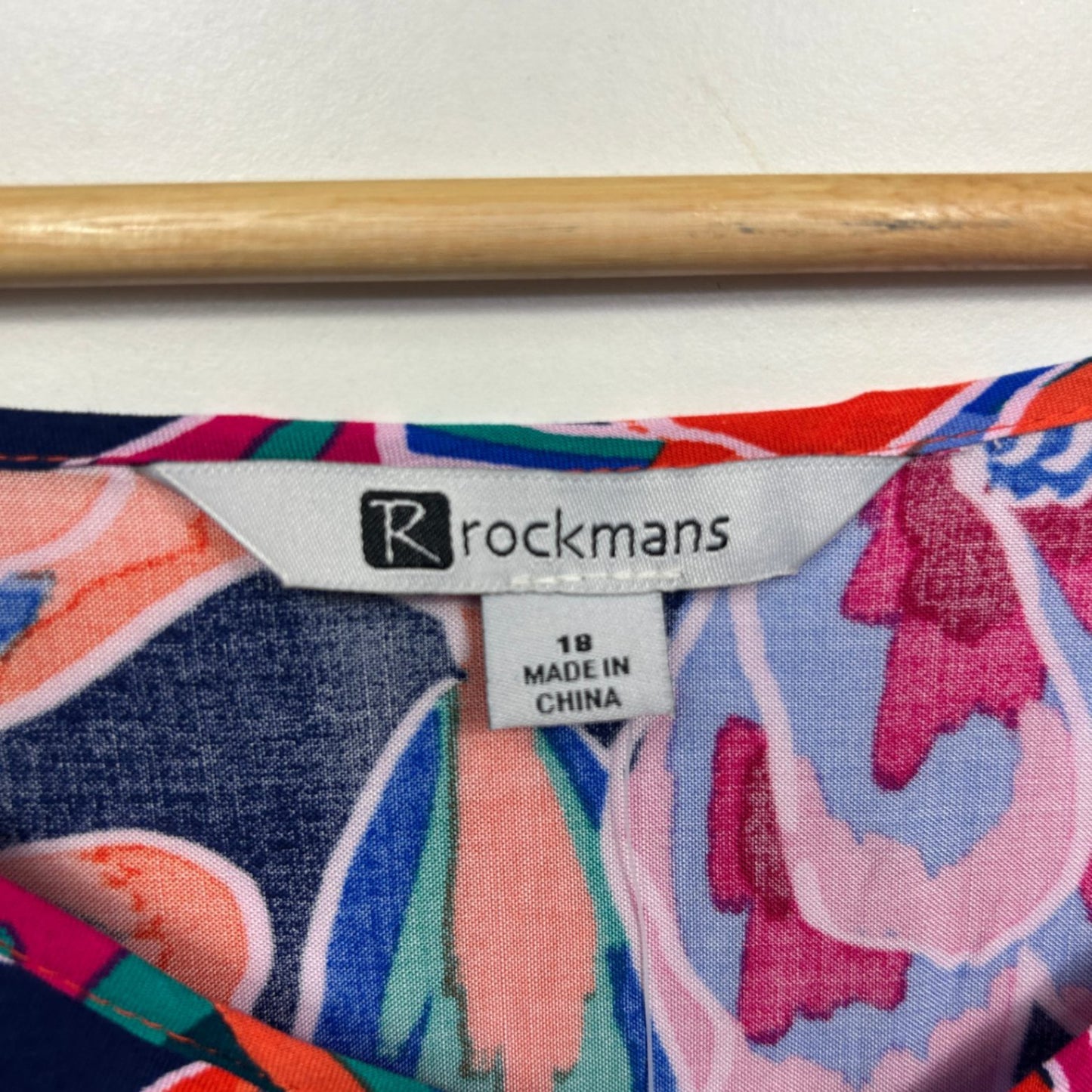 New Rockmans Short Sleeve Kaftan Top Size 18 Multicoloured Floral Boho