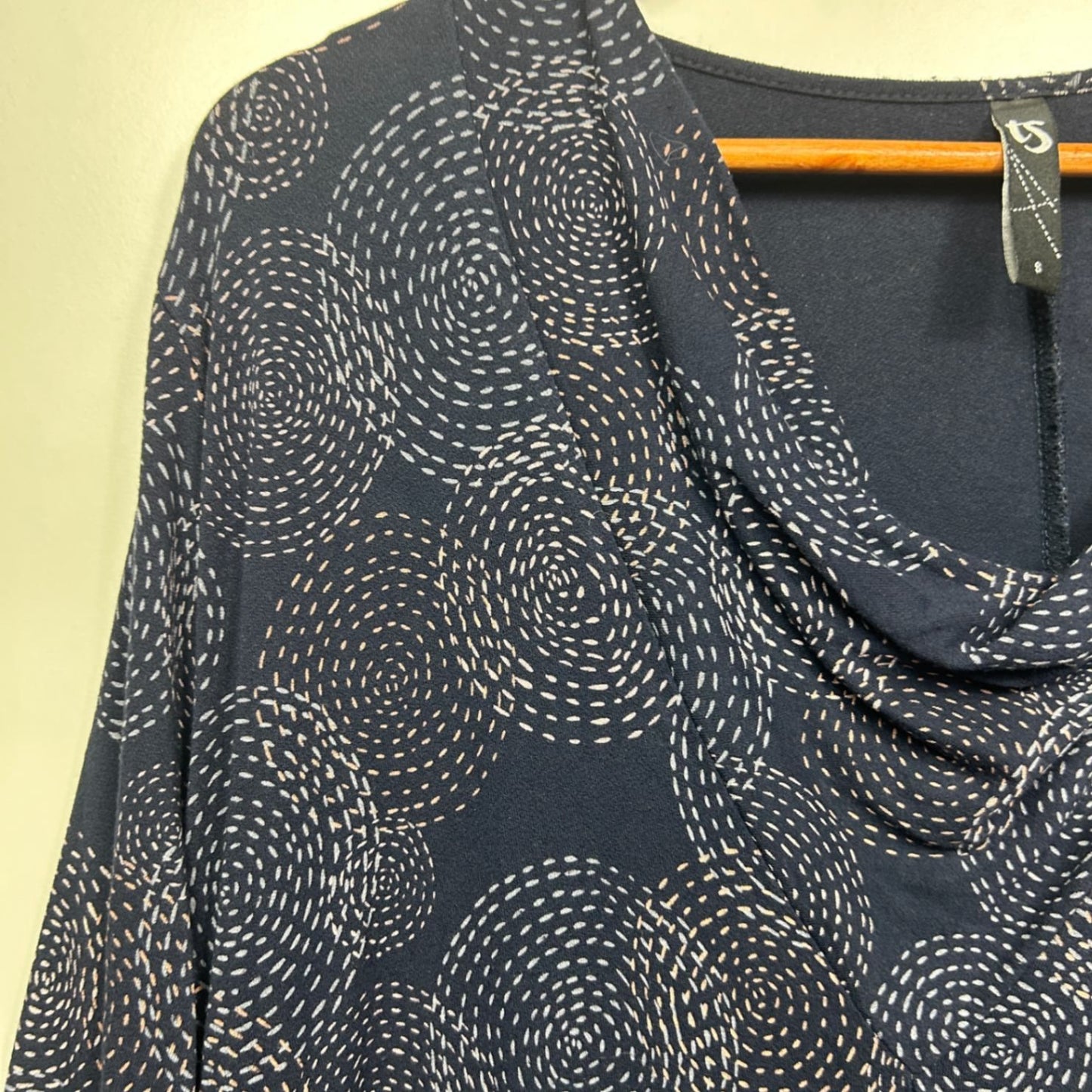 Taking Shape Navy Tunic Dress Size Long 16 Small Plus Sleeve Shawl Neck Viscose