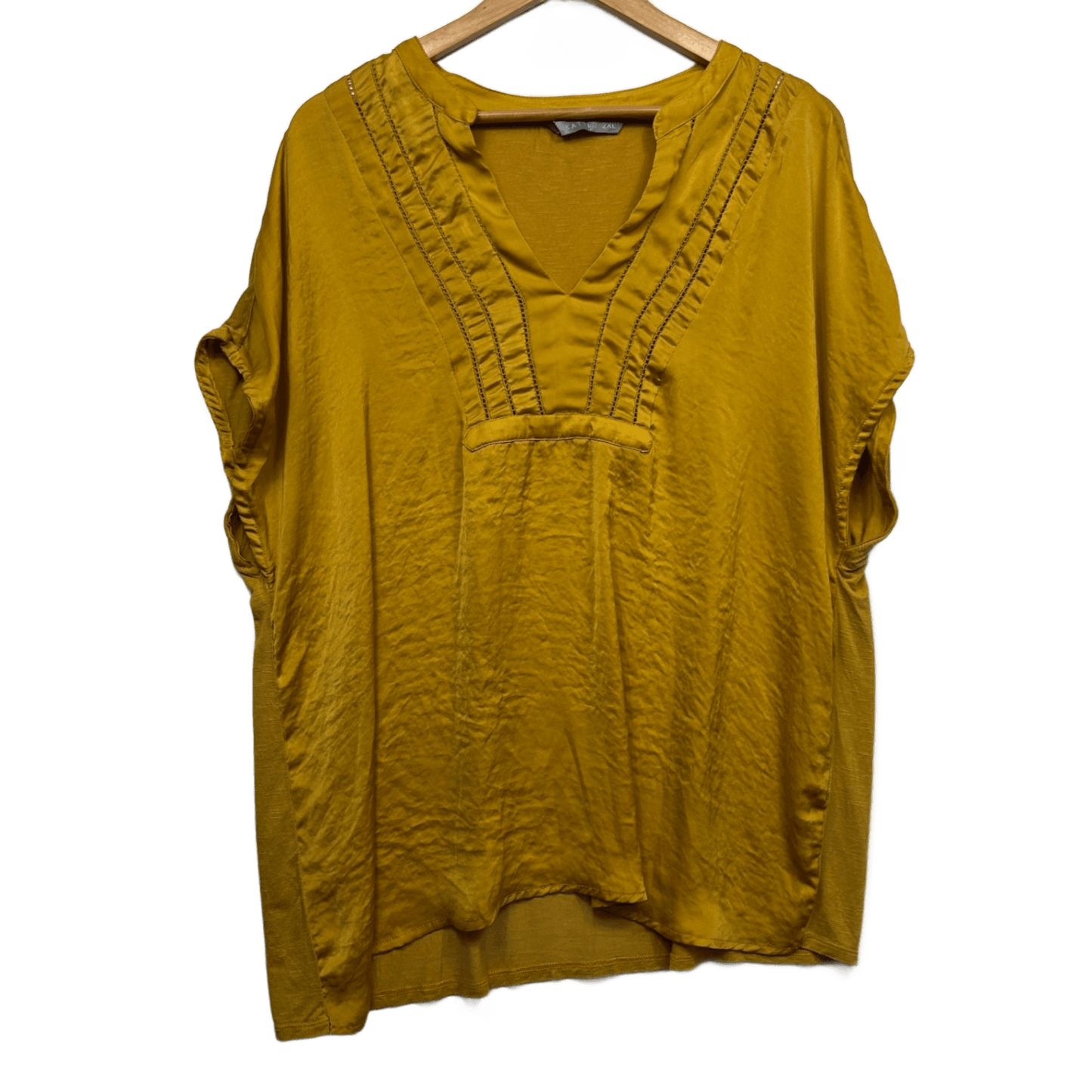 Katies Mustard Short Sleeve Top Blouse Size 18 16 2XL