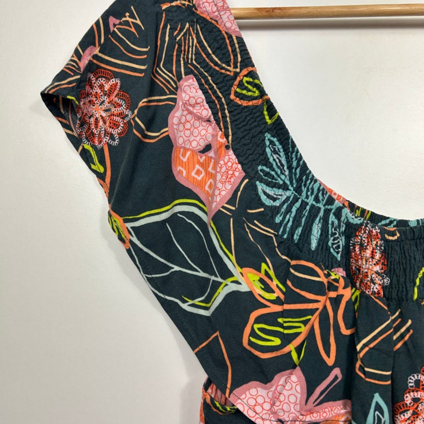 Autograph Jumpsuit Multicolour Floral Print Ruffle Wide Shoulder Size 16