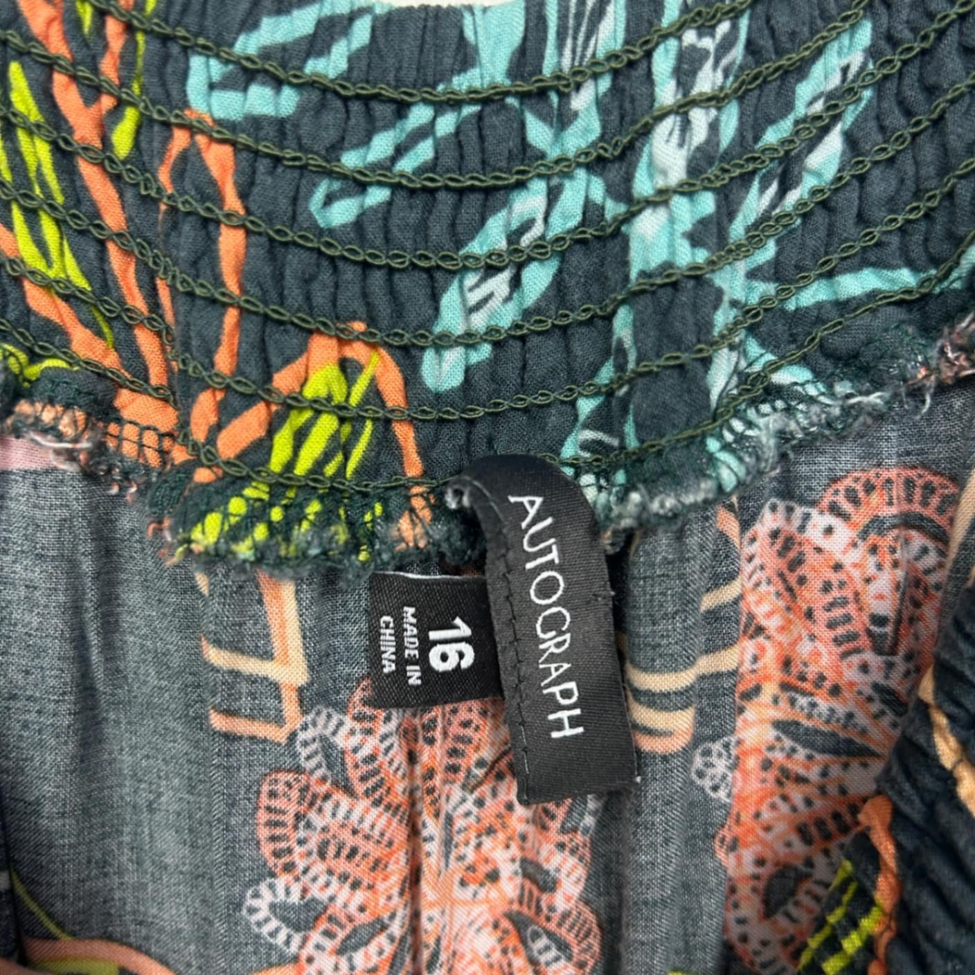 Autograph Jumpsuit Multicolour Floral Print Ruffle Wide Shoulder Size 16