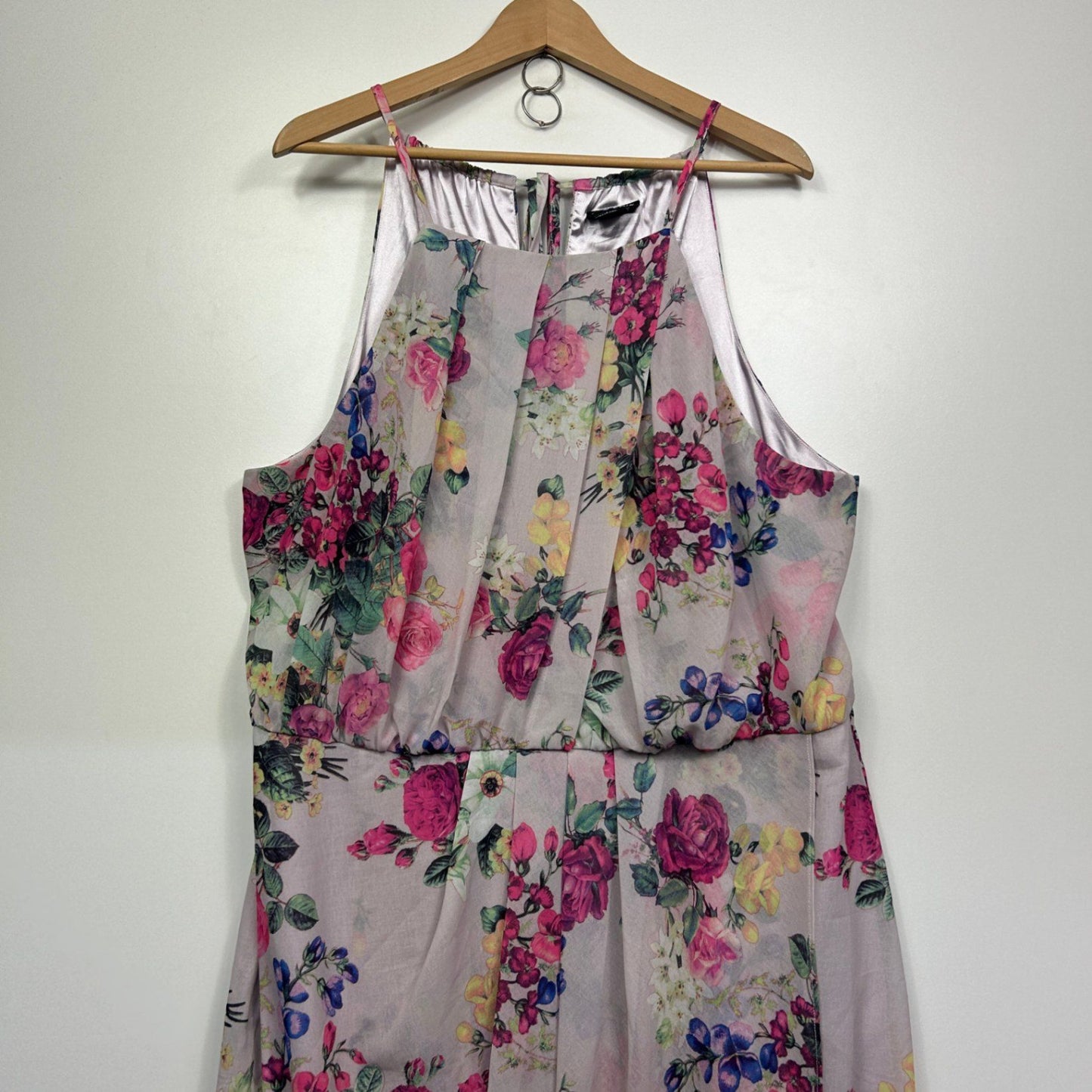 City Chic Multicoloured Sleeveless Floral Cocktail Dress Size 20 Midi Length
