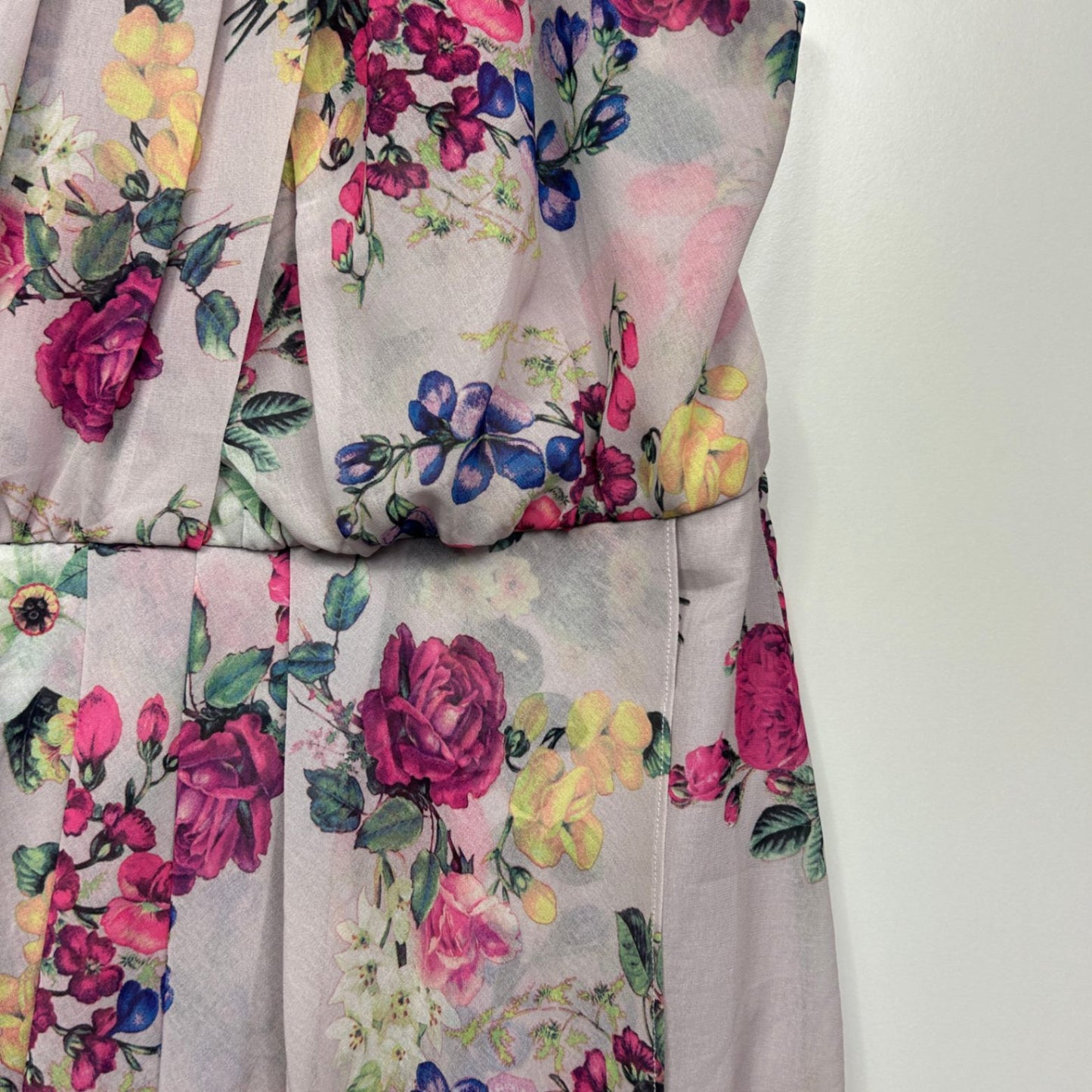 City Chic Multicoloured Sleeveless Floral Cocktail Dress Size 20 Midi Length