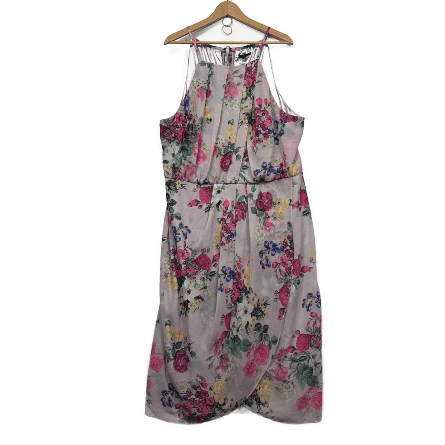 City Chic Multicoloured Sleeveless Floral Cocktail Dress Size 20 Midi Length