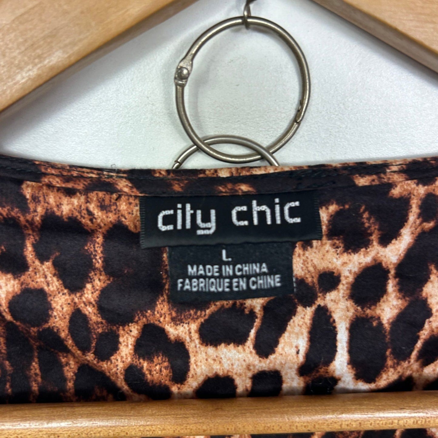 City Chic Wrap Dress Size 20 Large Plus Sleeveless Brown Animal Print