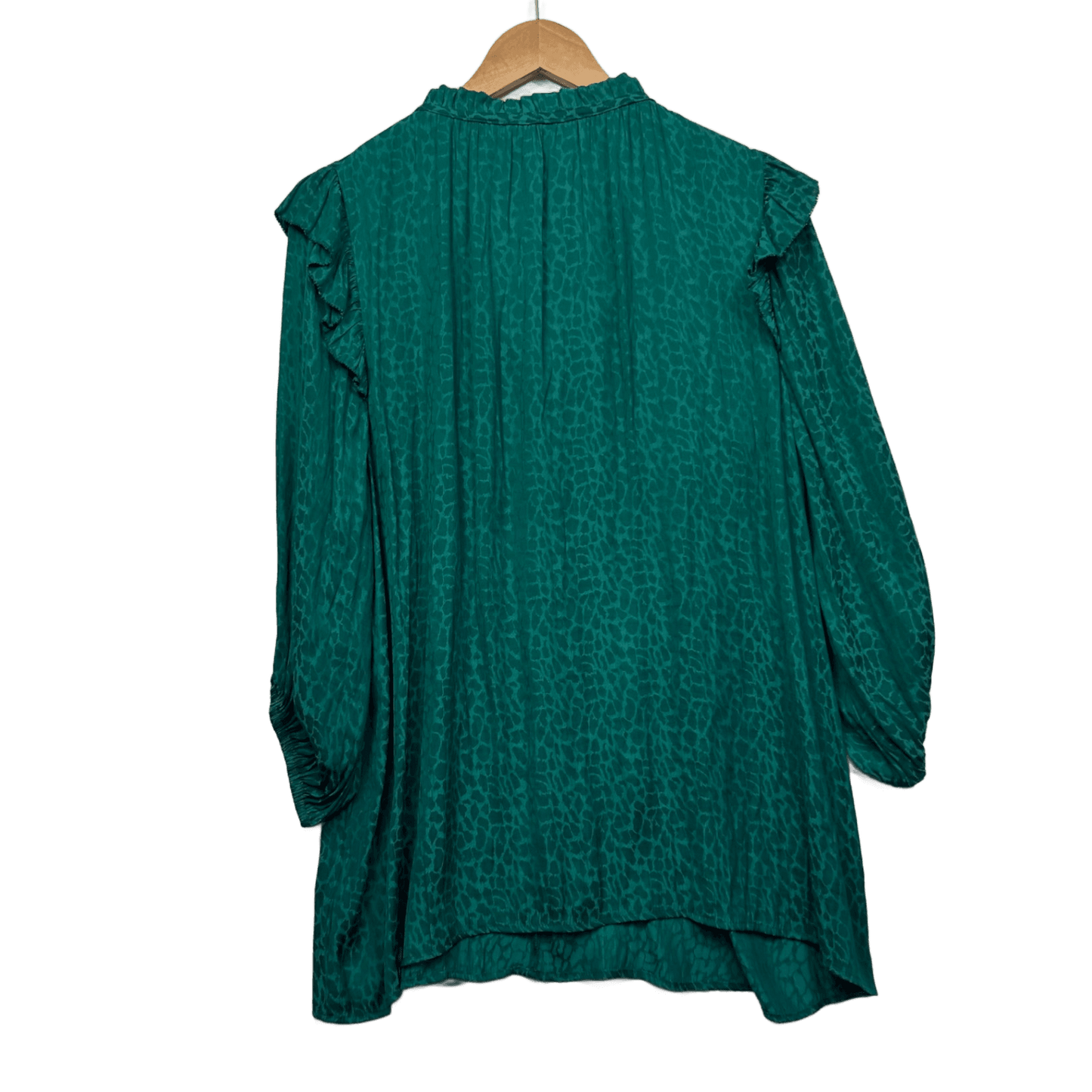 Virtuelle Green Long Sleeve V-Neck Tunic Top Blouse Size 16