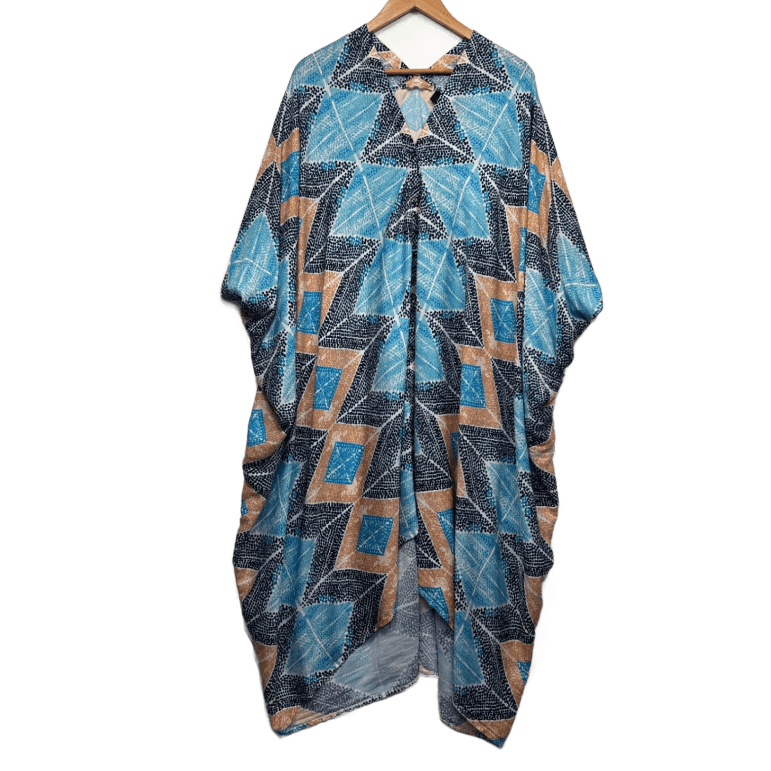 Wayne Cooper Blue Short Sleeve Long Kaftan Dress One Size Revival Curves Wayne Cooper Blue Short Sleeve Long Kaftan Dress One Size Revival Curves