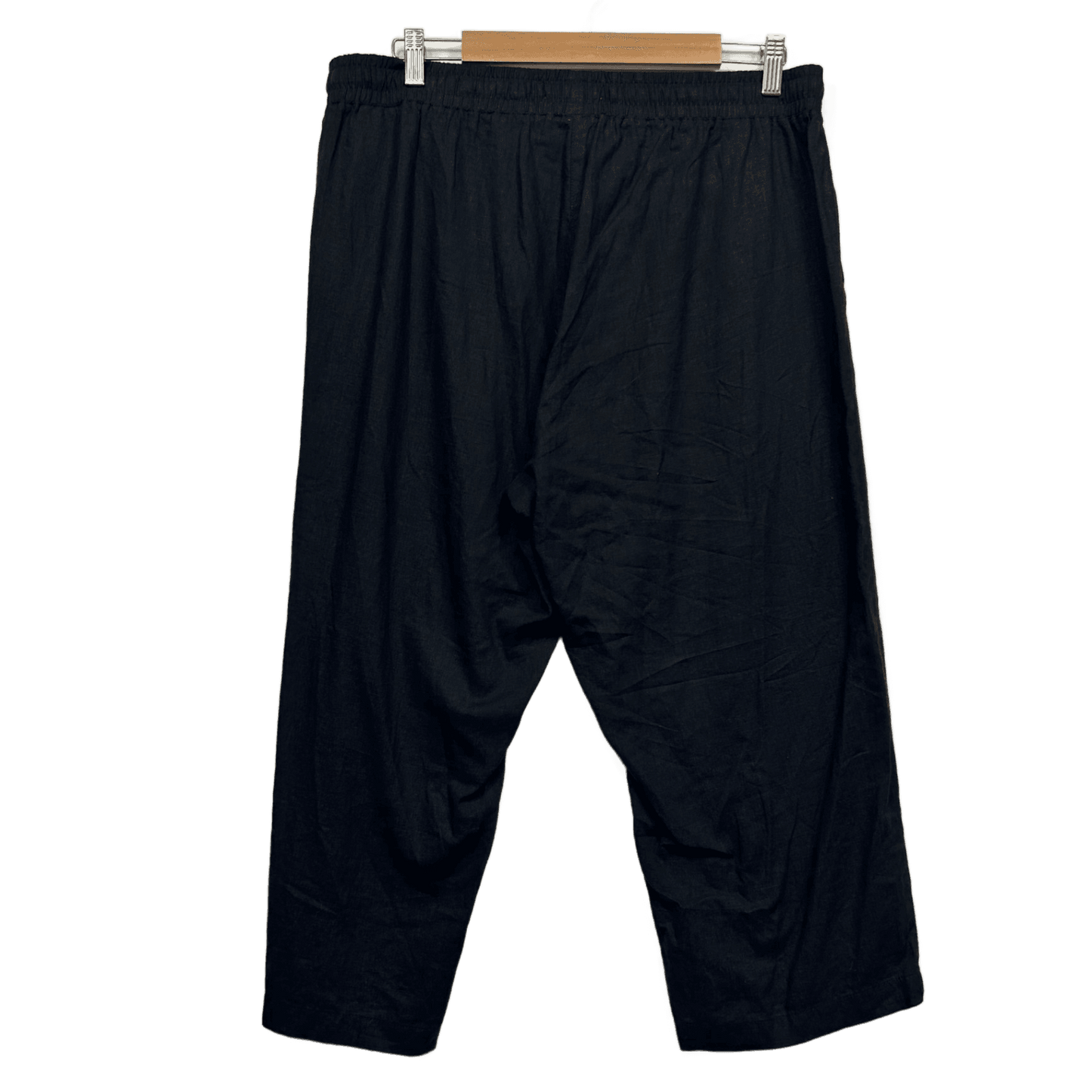 New Suzanne Grae Relaxed Fit Linen Blend Black Pants Size 14 Pockets