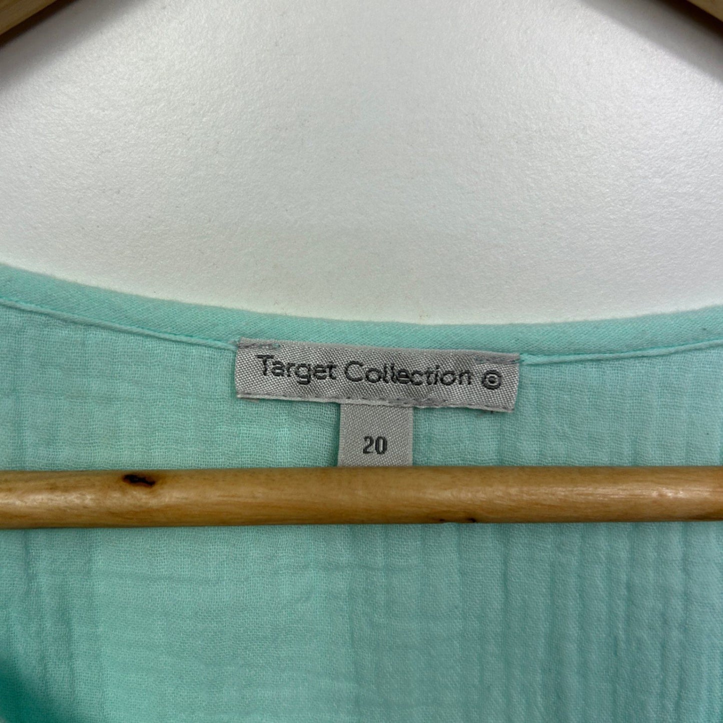 Target Aqua Blue Viscose Long Sleeve Boho Blouse Size 20 Lightweight