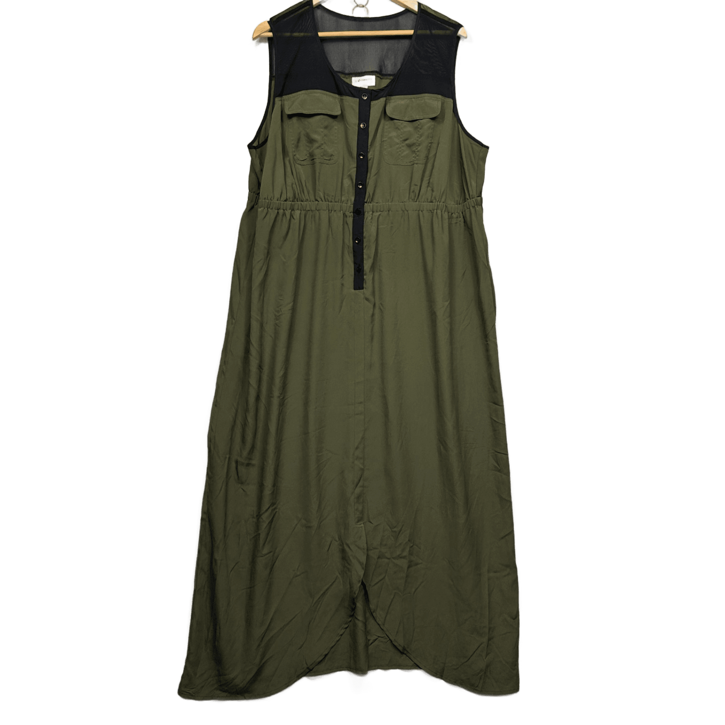 Autograph Olive Black Sleeveless Maxi Dress Size 22 Plus