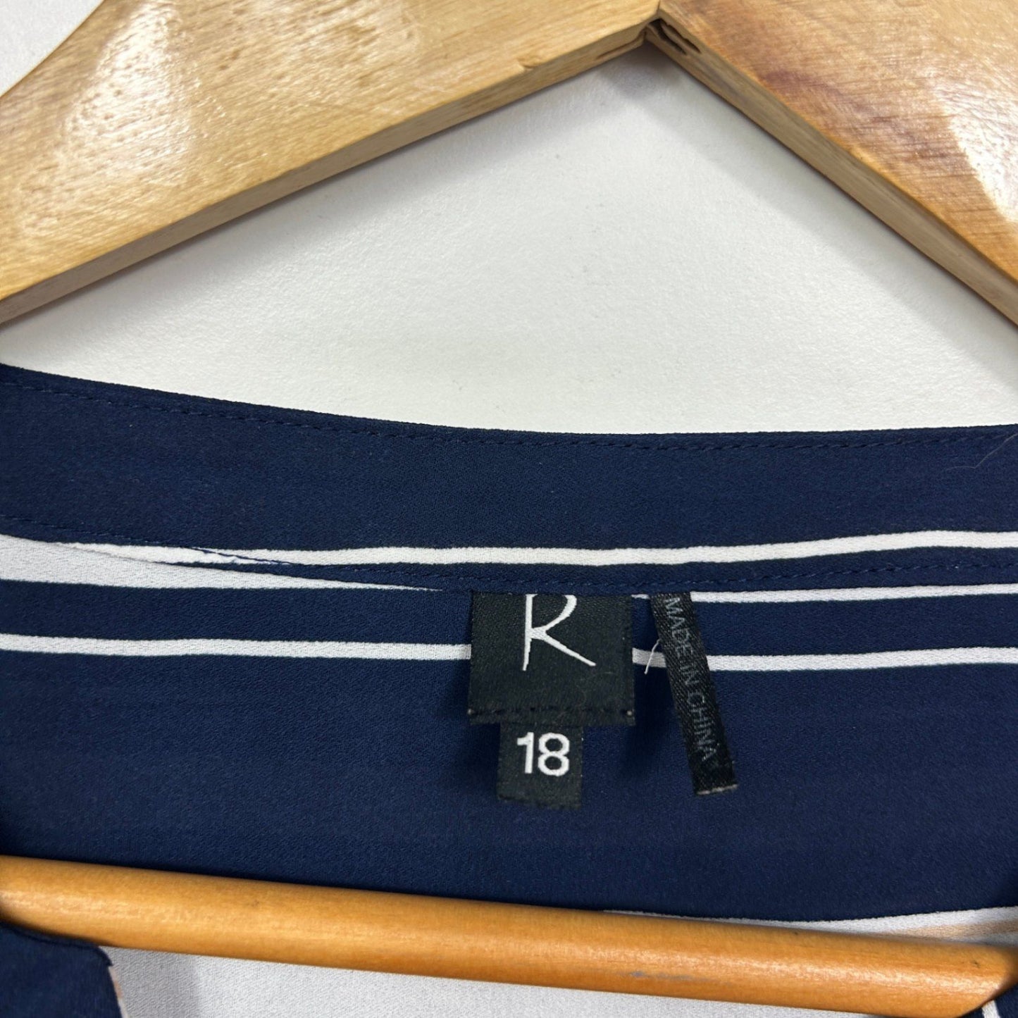Katies Top Blouse Size 18 Blue Striped 3/4 Sleeve Button Up
