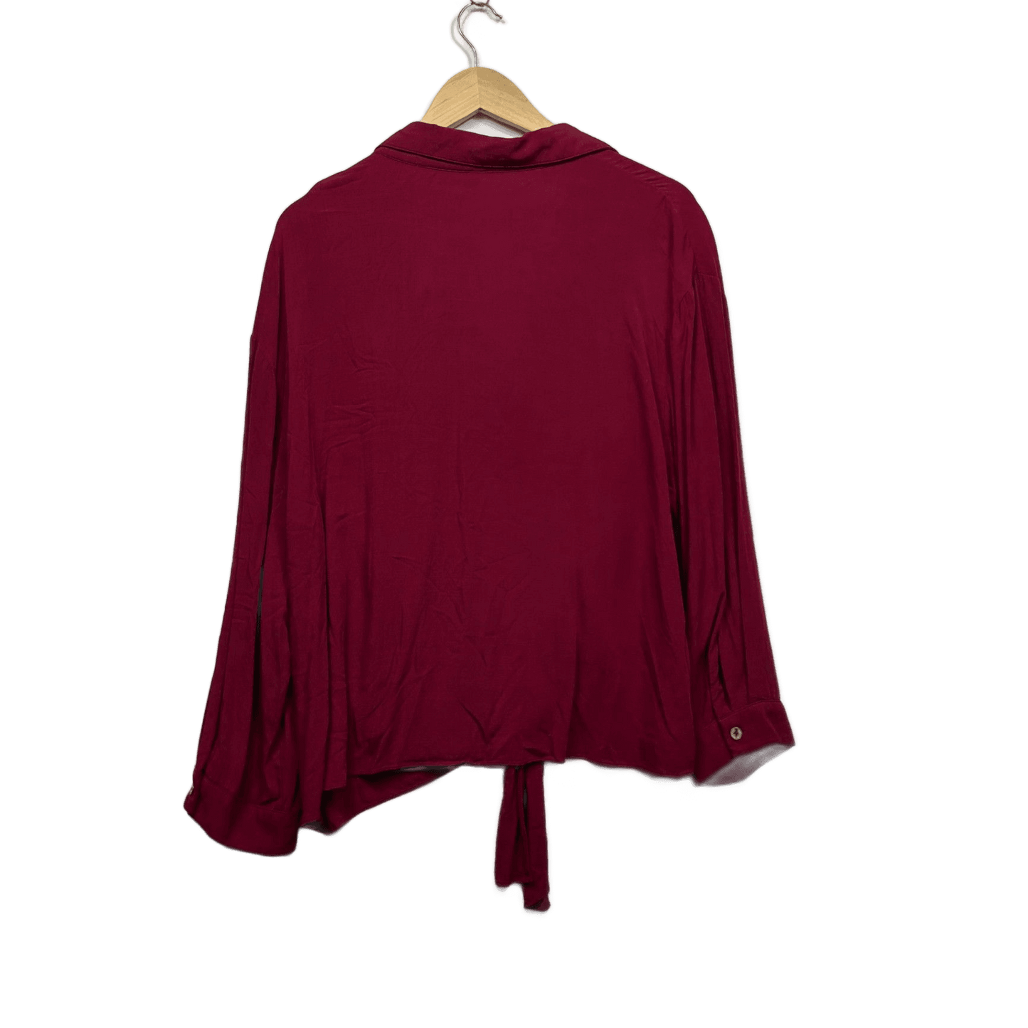 City Chic Red Viscose Long Sleeve Button Up Collared Top Blouse Size 16