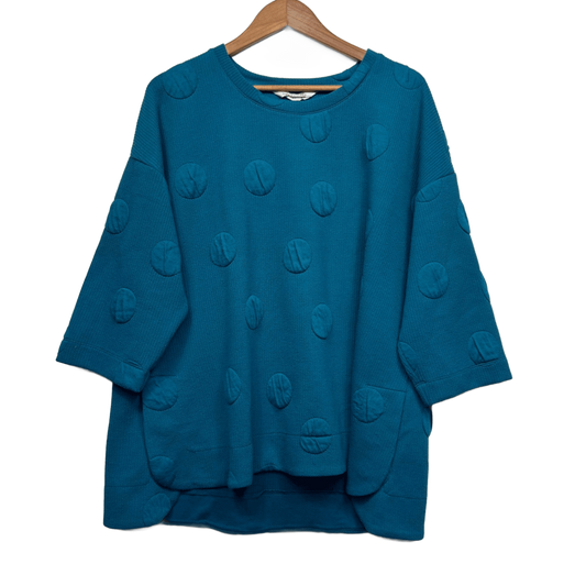 Virtuelle Teal Cotton Blend Crew Neck Jumper Size 16 Plus Long Sleeve