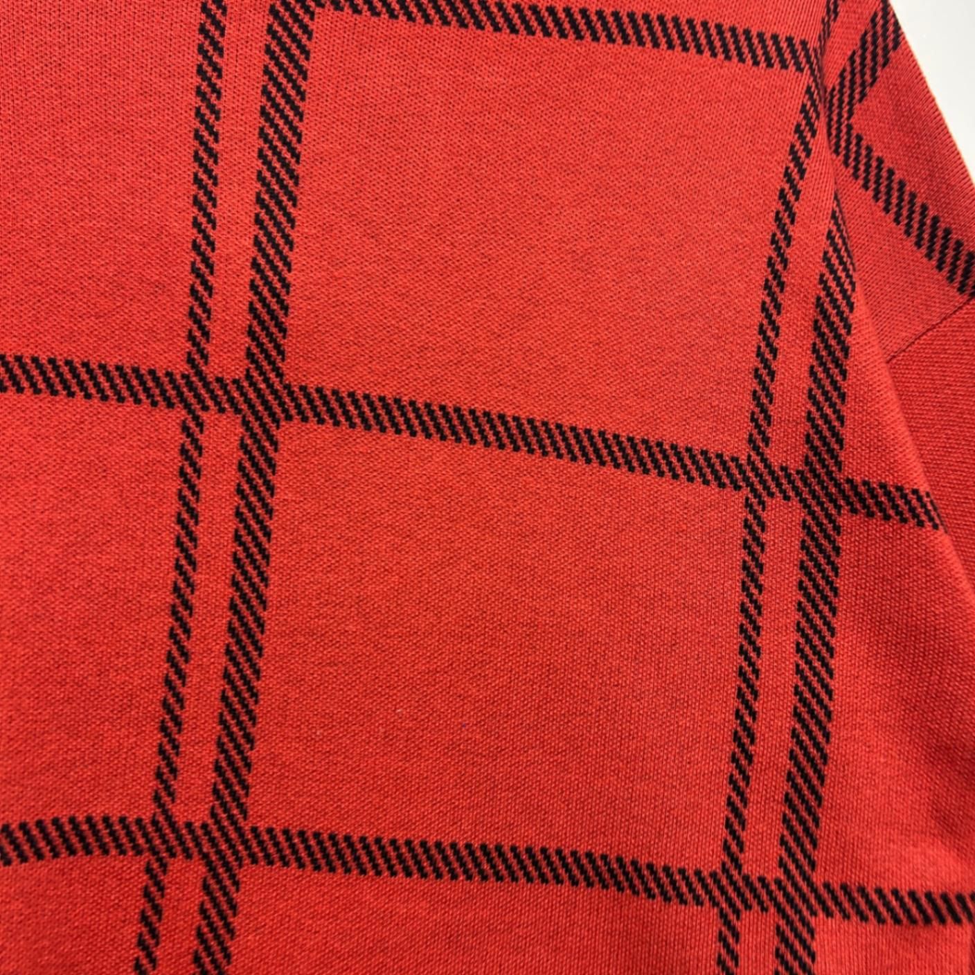 Jane Lamerton Rust Red Black Wool Blend Check Jumper Knit Top Size 14 Large