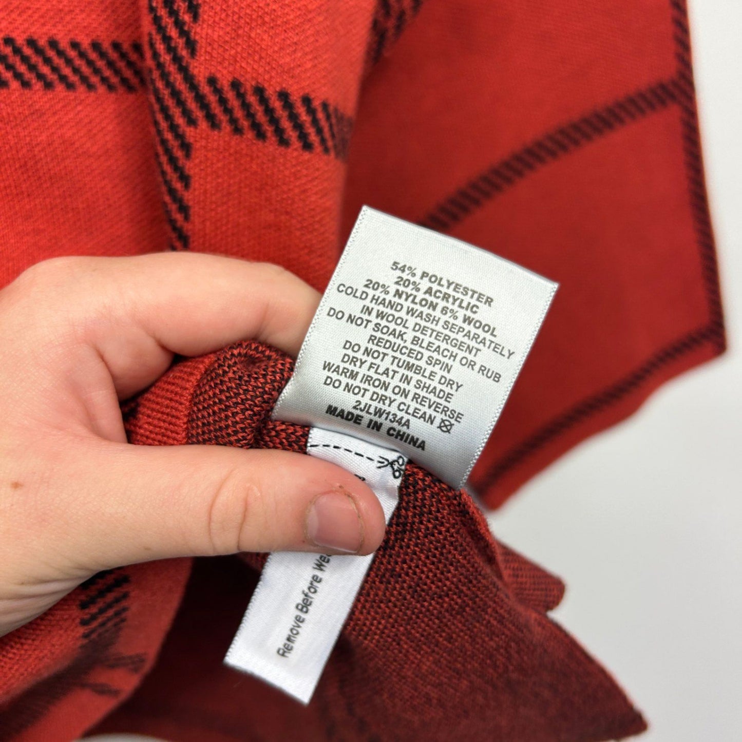 Jane Lamerton Rust Red Black Wool Blend Check Jumper Knit Top Size 14 Large