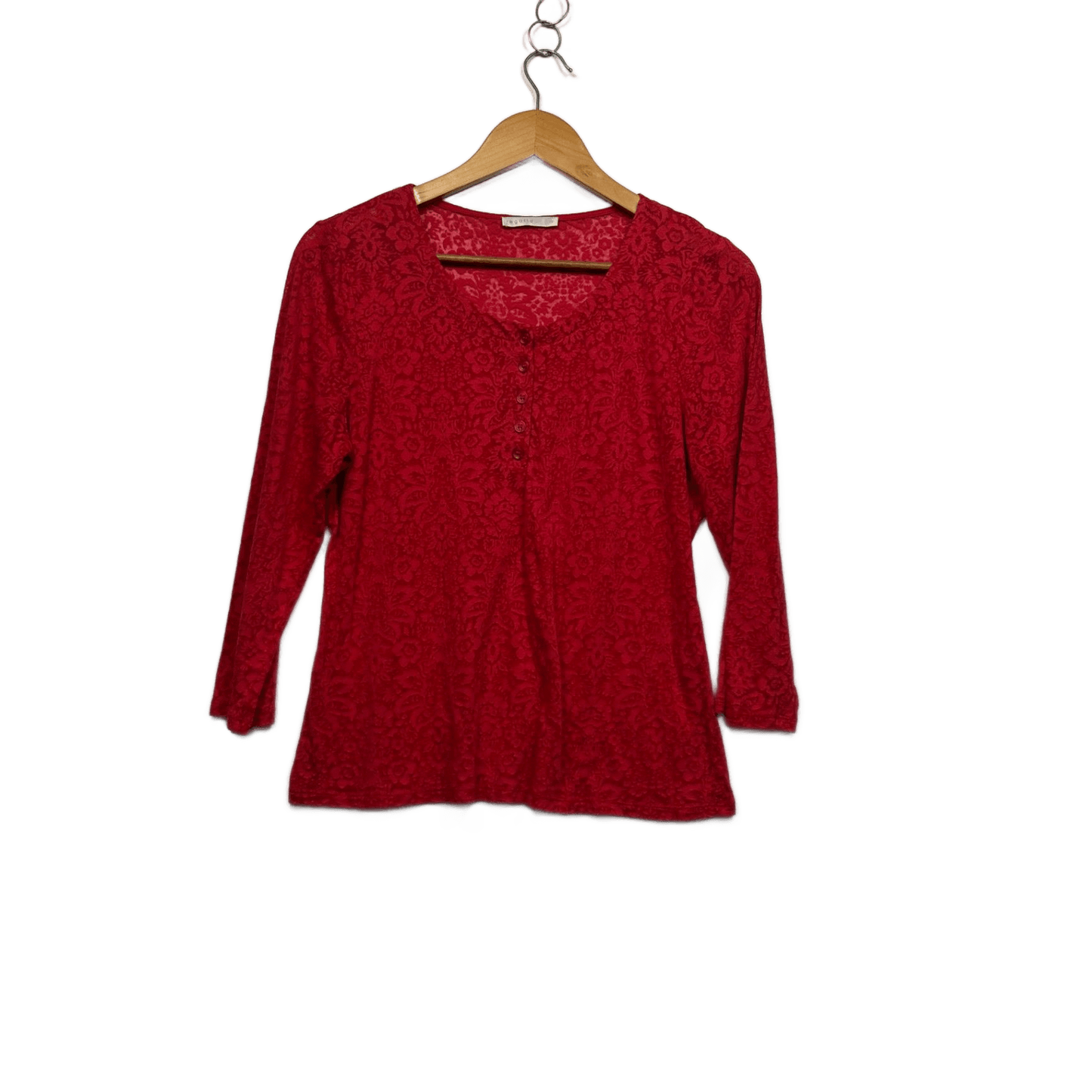 Regatta Womens Red Three Quarter Sleeve Sheer Top Blouse Size 14