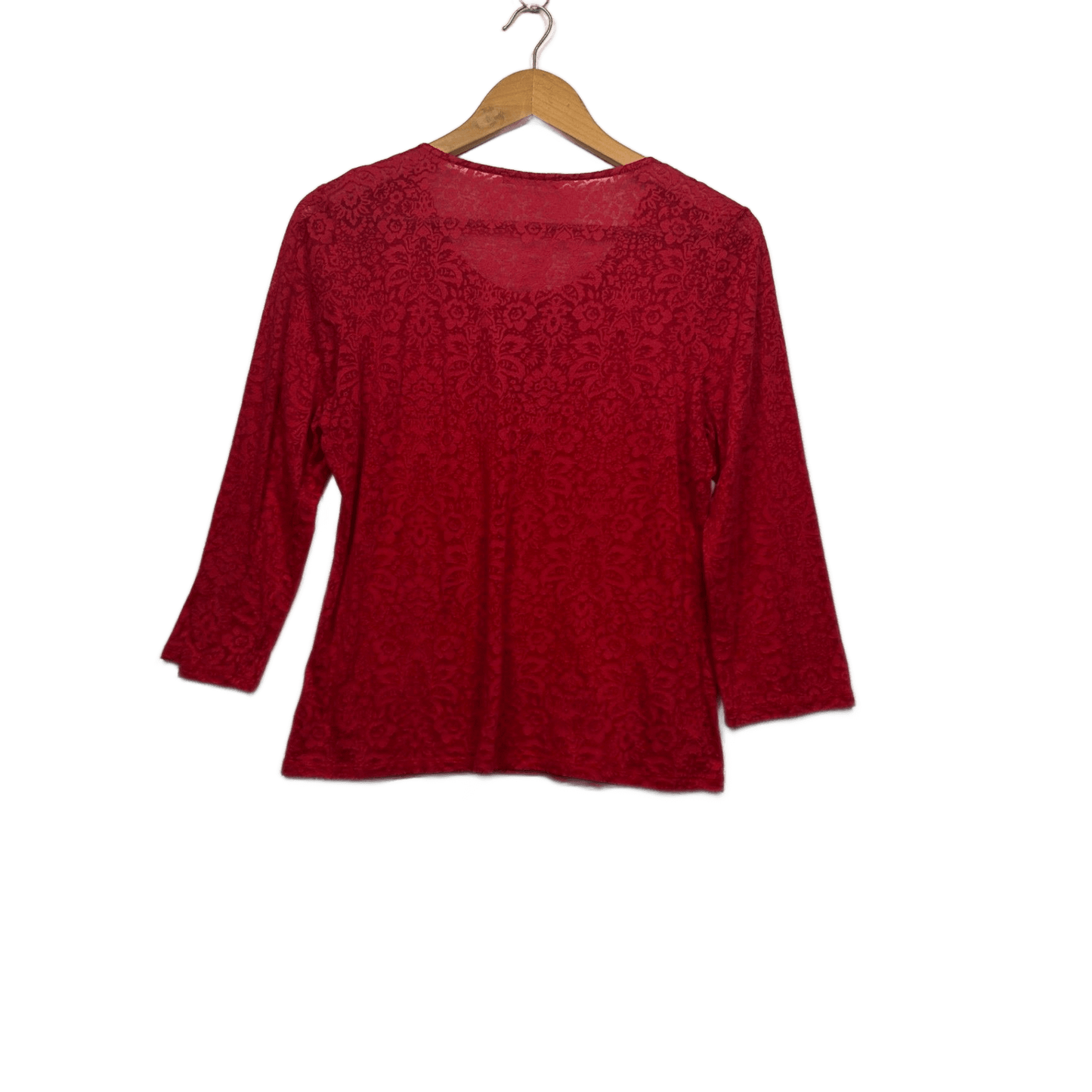 Regatta Womens Red Three Quarter Sleeve Sheer Top Blouse Size 14