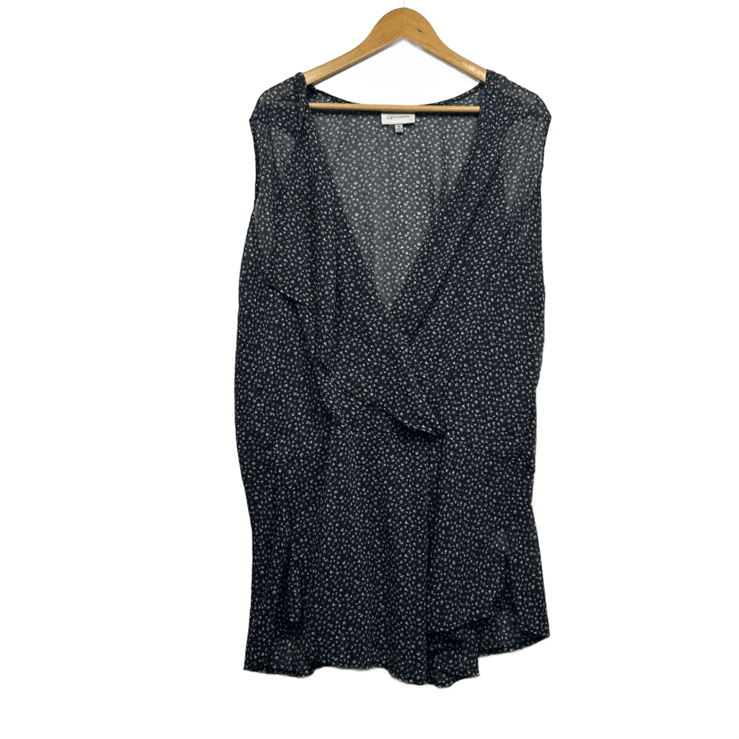Autograph Black Floral Sleeveless Deep V Neck Sheer Top Size 18