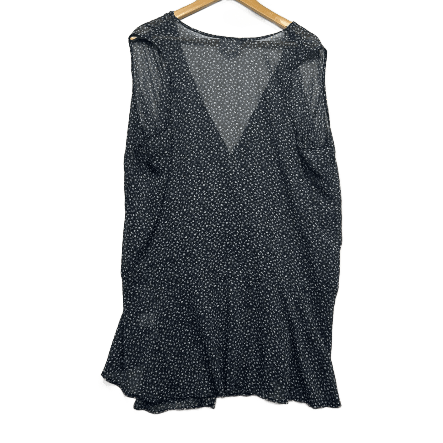 Autograph Black Floral Sleeveless Deep V Neck Sheer Top Size 18
