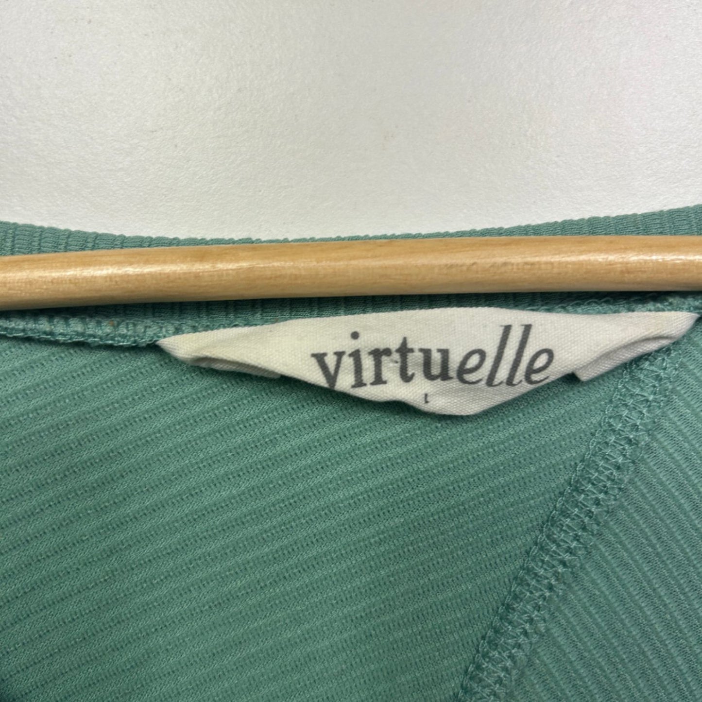 Virtuelle Green 3/4 Sleeve Viscose Ribbed Tunic Top Size 20 Plus Large