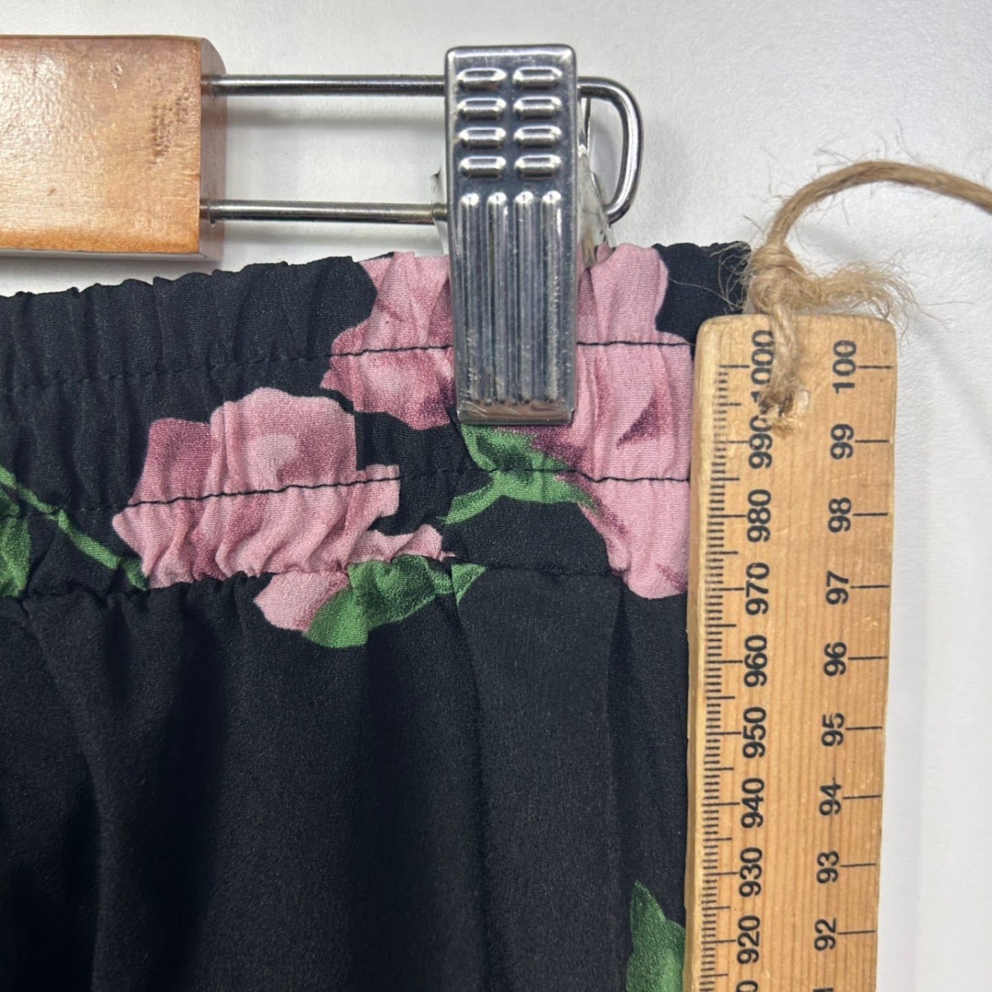 SHEIN Skirt Maxi Size XL 16 Black Pink Floral Hi Low Hem