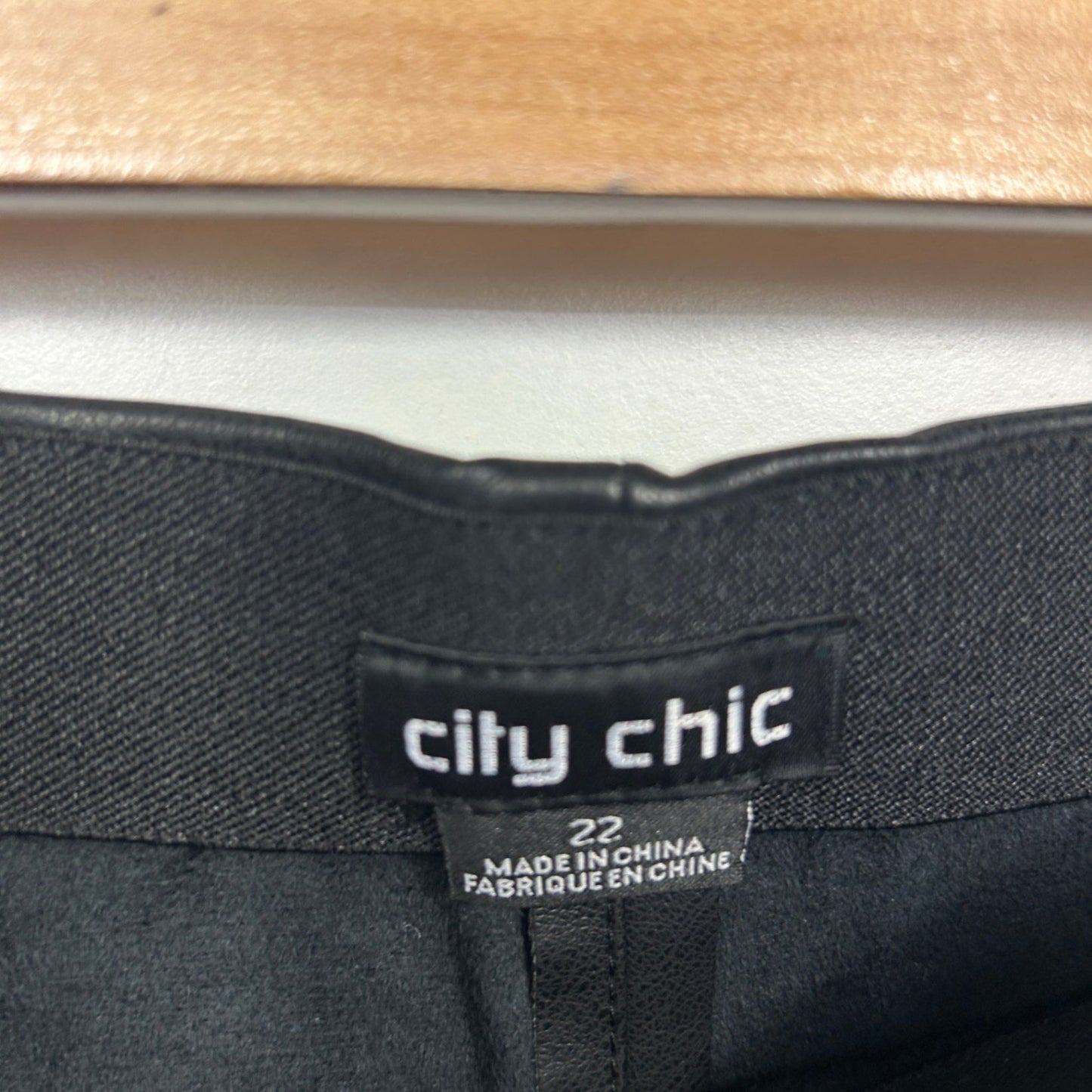 City Chic Black Faux Leather PVC Flared Pants Trousers Size 22