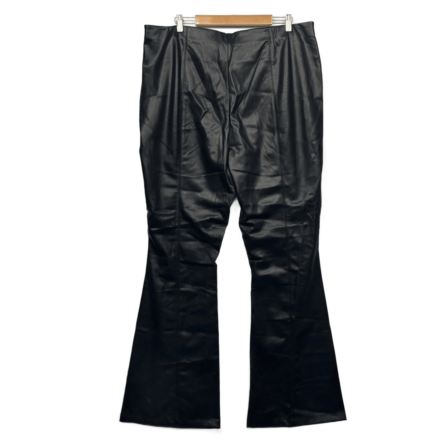 City Chic Black Faux Leather PVC Flared Pants Trousers Size 22