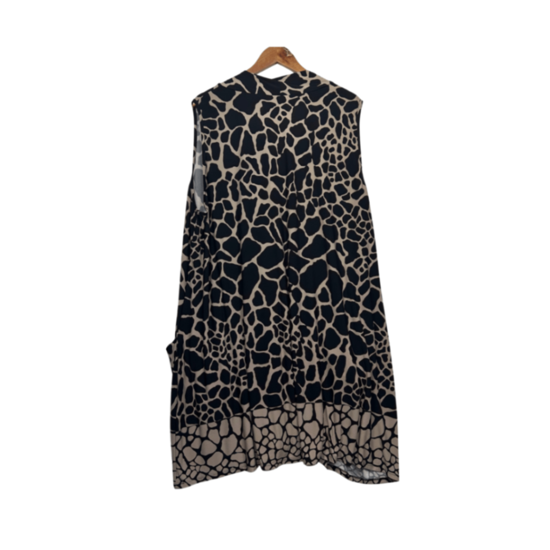 Taking Shape Tunic Dress Sleeveless Beige Black Size 22 XL Plus