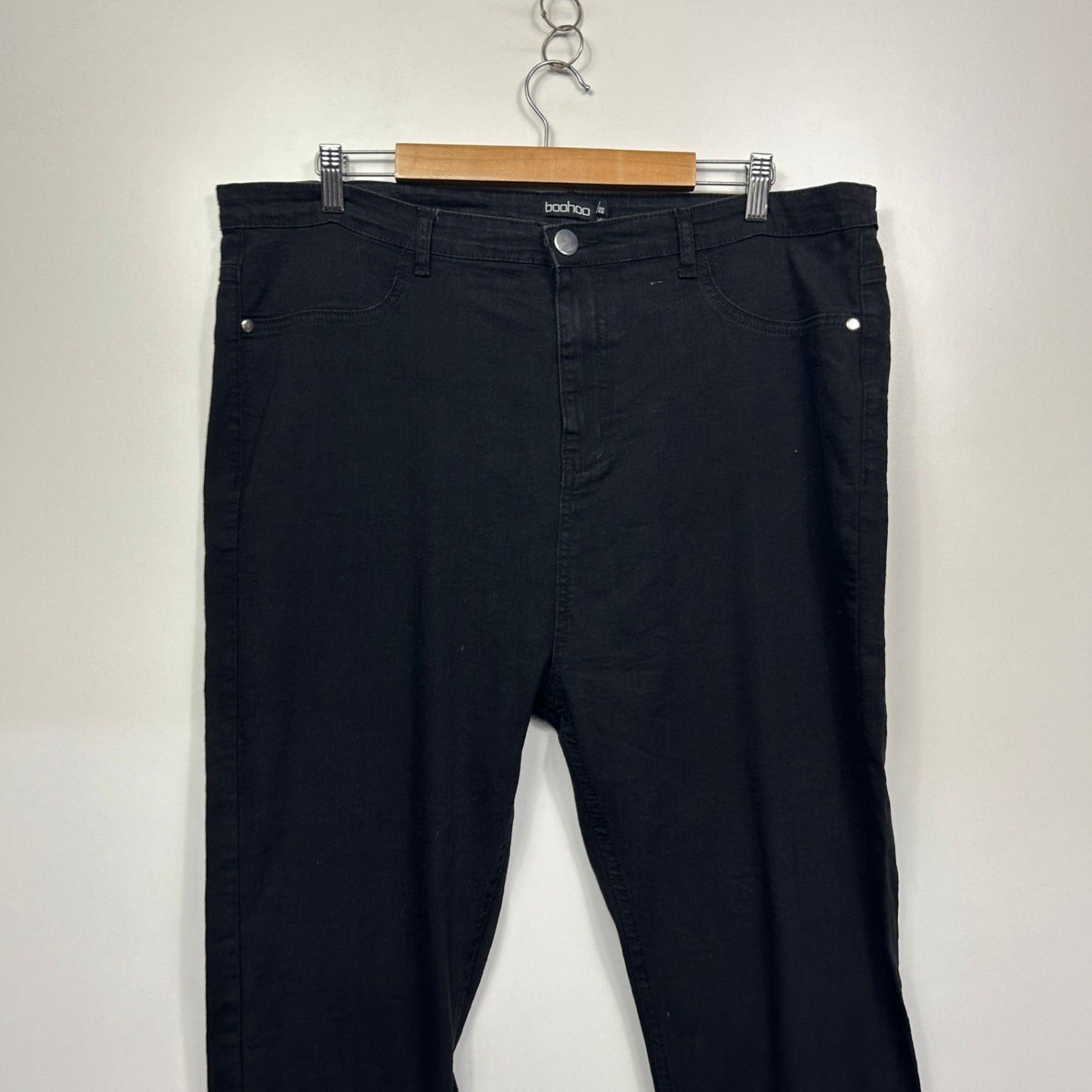 Boohoo Womens Black Skinny Jeans  22 Denim High Rise Zip Fly