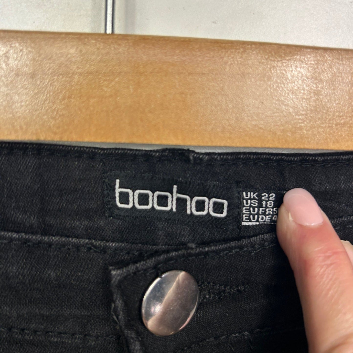 Boohoo Womens Black Skinny Jeans  22 Denim High Rise Zip Fly
