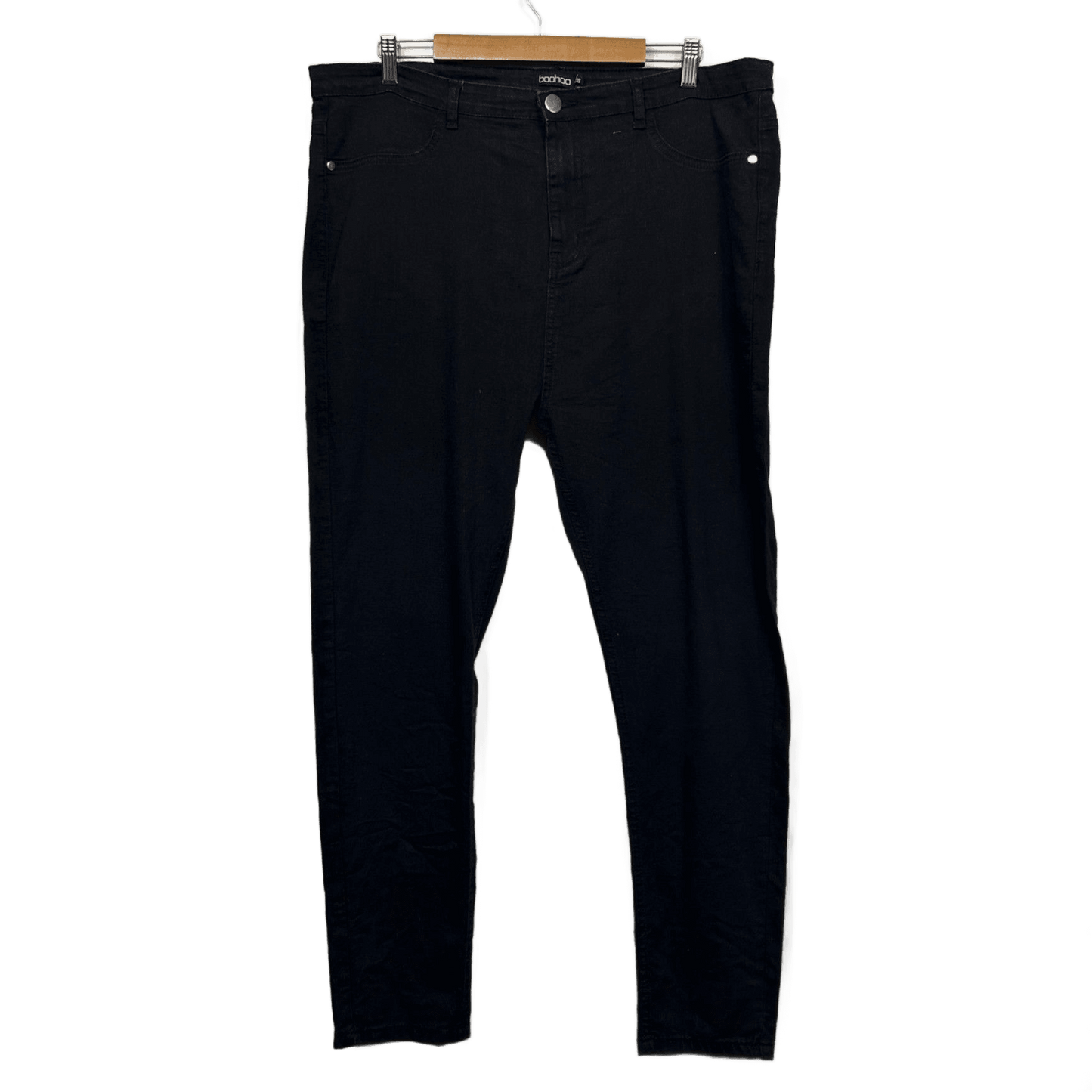 Boohoo Womens Black Skinny Jeans  22 Denim High Rise Zip Fly