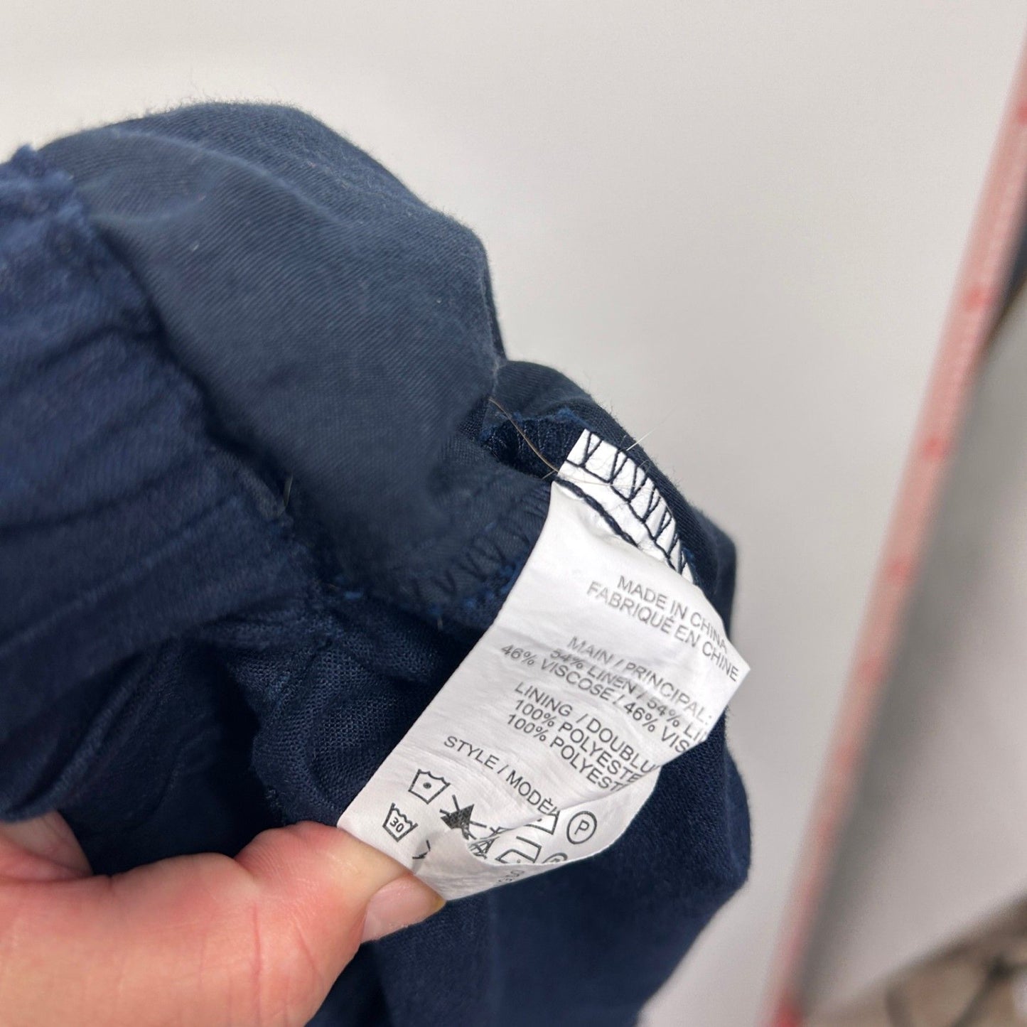Katies Navy Blue Wide Leg Cropped Pants Size 20 Linen Viscose Blend Pockets