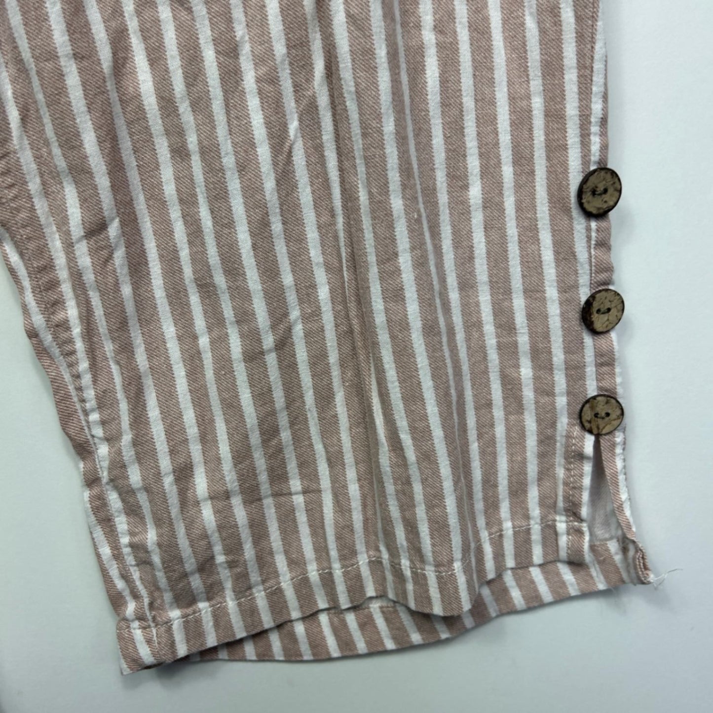 Rockmans Striped Linen Crop Pants Size 18 Pockets