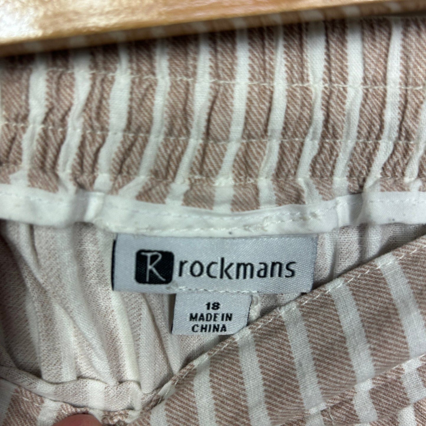 Rockmans Striped Linen Crop Pants Size 18 Pockets