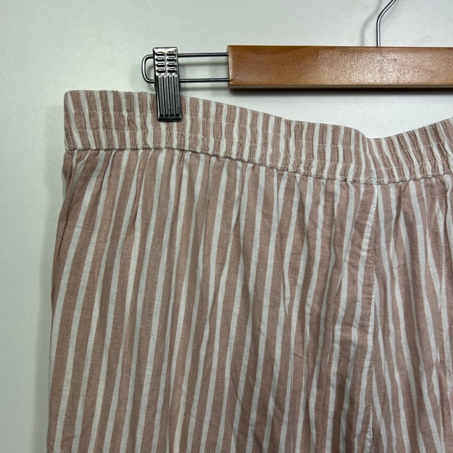 Rockmans Striped Linen Crop Pants Size 18 Pockets