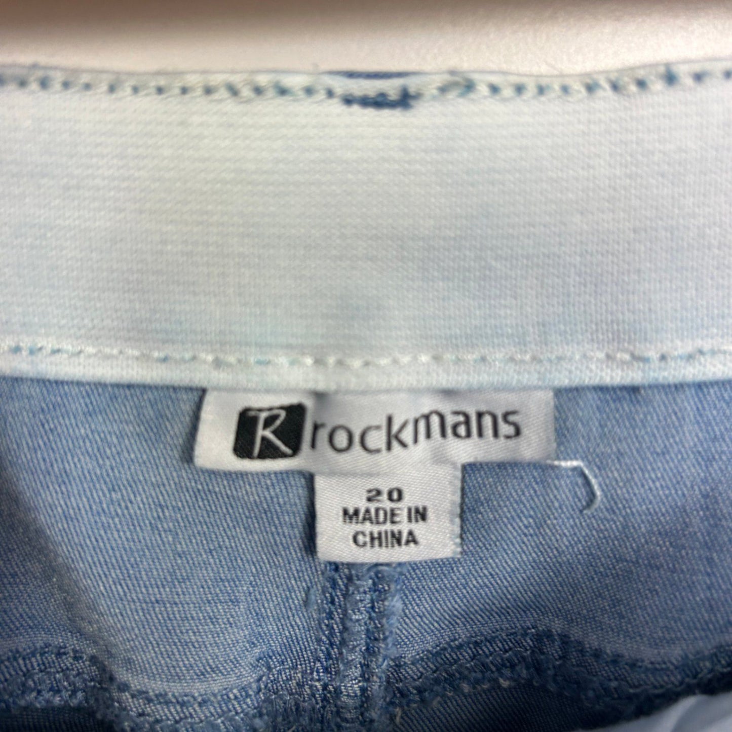 Rockmans Blue Embroidered Cotton Blend Shorts Size 20 Elastic Waist