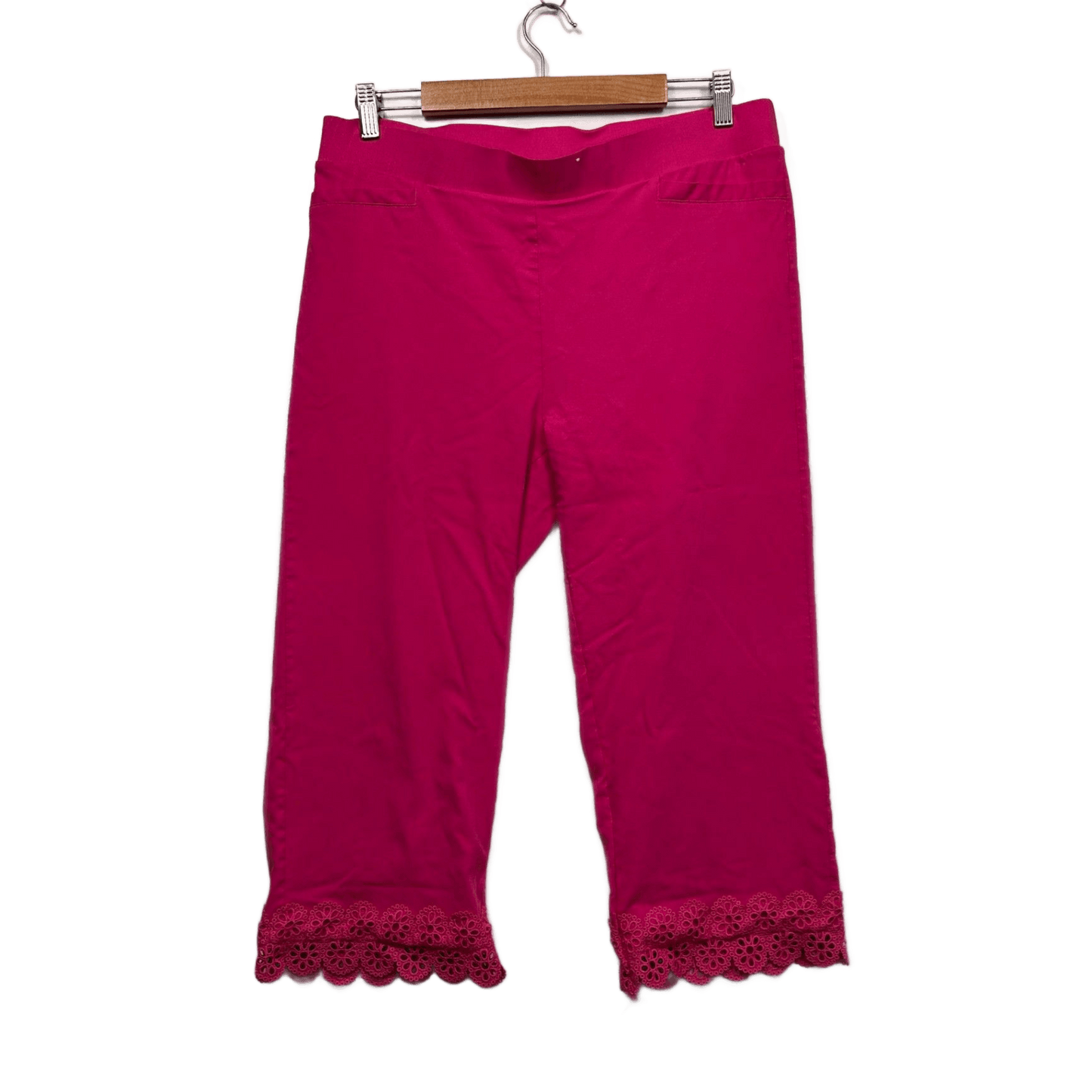 Millers Womens Pink Crochet Hem Capri Cropped Pants Size 16