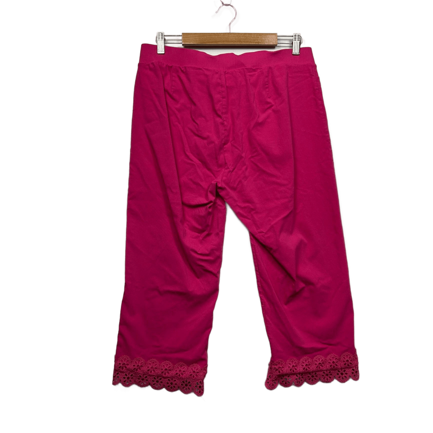Millers Womens Pink Crochet Hem Capri Cropped Pants Size 16