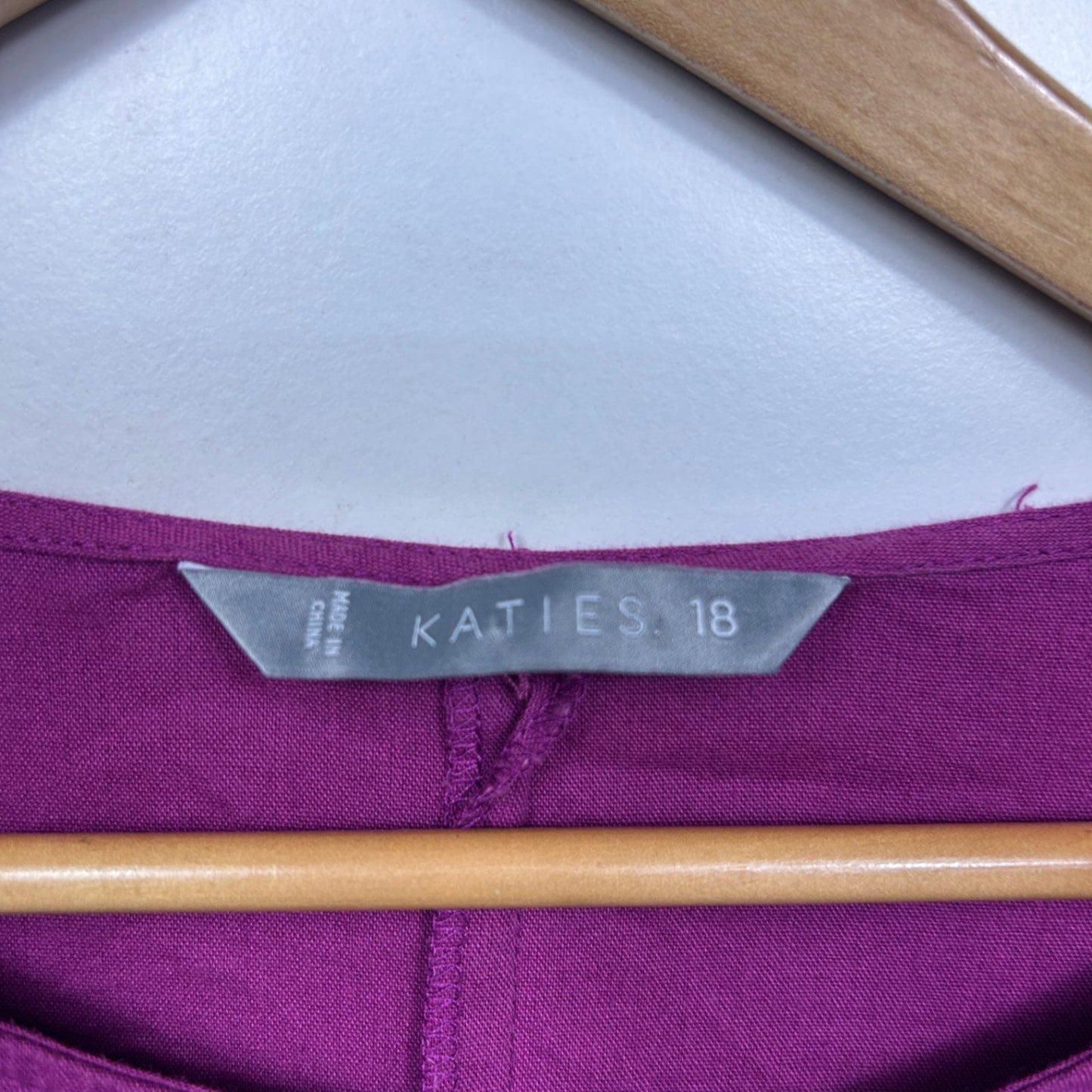 Katies Purple Linen Blend Short Sleeve Top Blouse Size 18