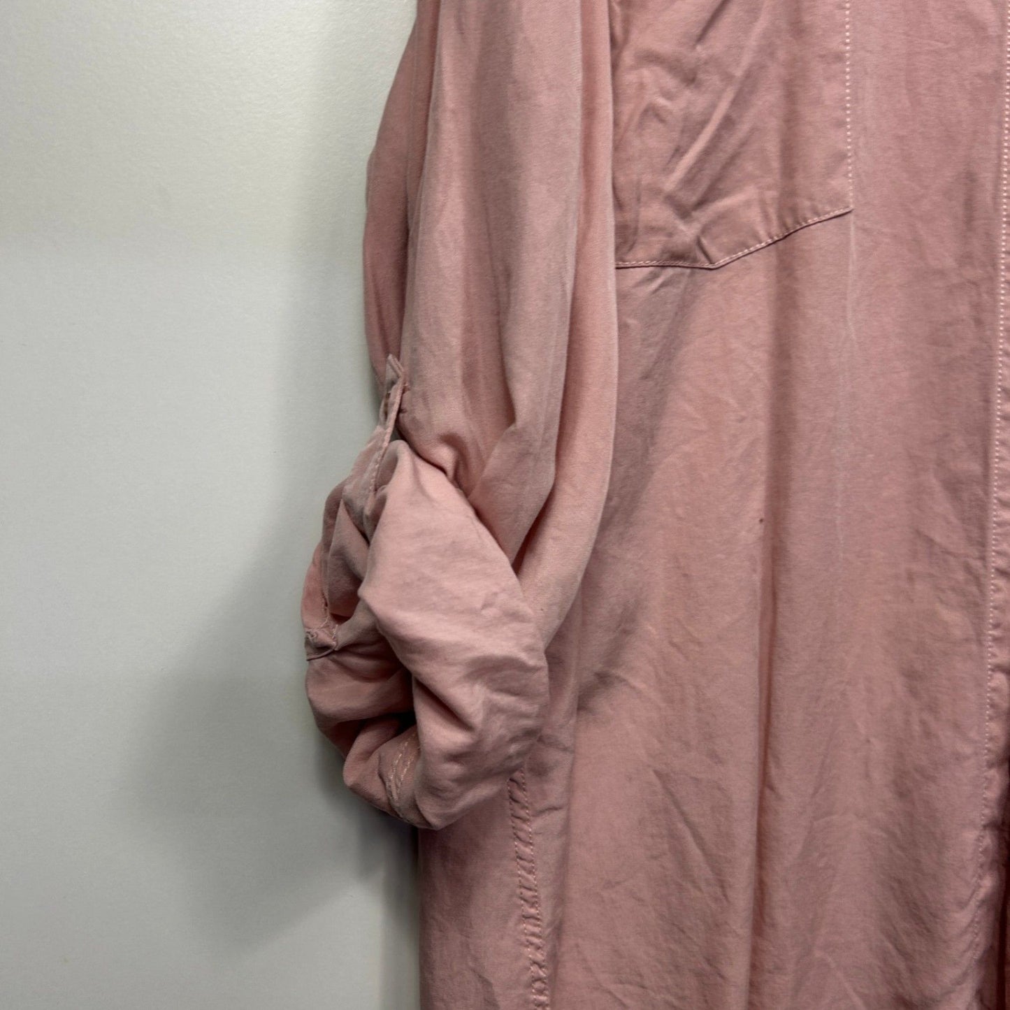 Autograph Pink Long Sleeve Button Up Shirt Blouse Lyocell Size 24