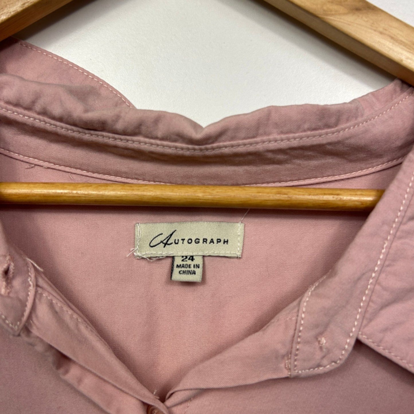 Autograph Pink Long Sleeve Button Up Shirt Blouse Lyocell Size 24