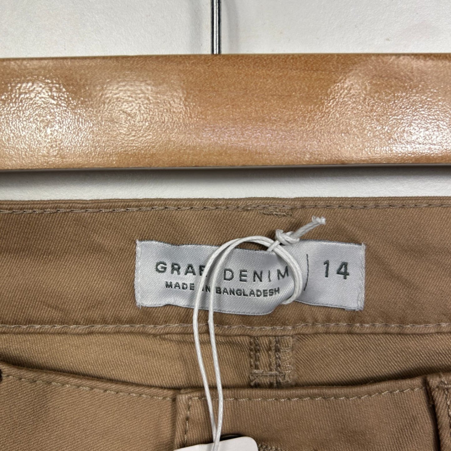 New Suzanne Grae Super Stretch Chino Jeans Pants Size 14 Tan Pockets