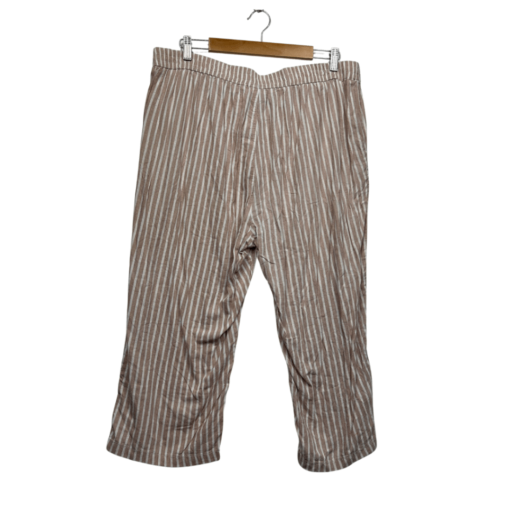 Rockmans Striped Linen Crop Pants Size 18 Pockets