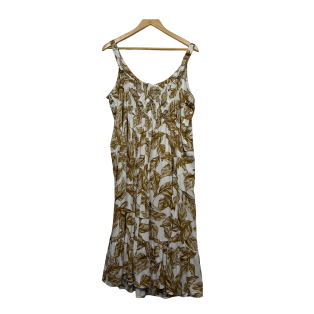 Rockmans Sleeveless Linen Blend Floral Midi Length Dress Size 16