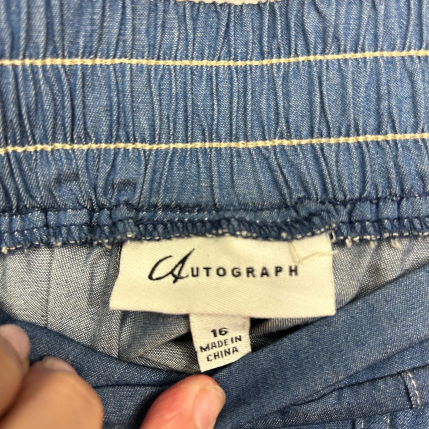 Autograph Chambray Maxi Skirt Size 16 Pockets Elastic Waist