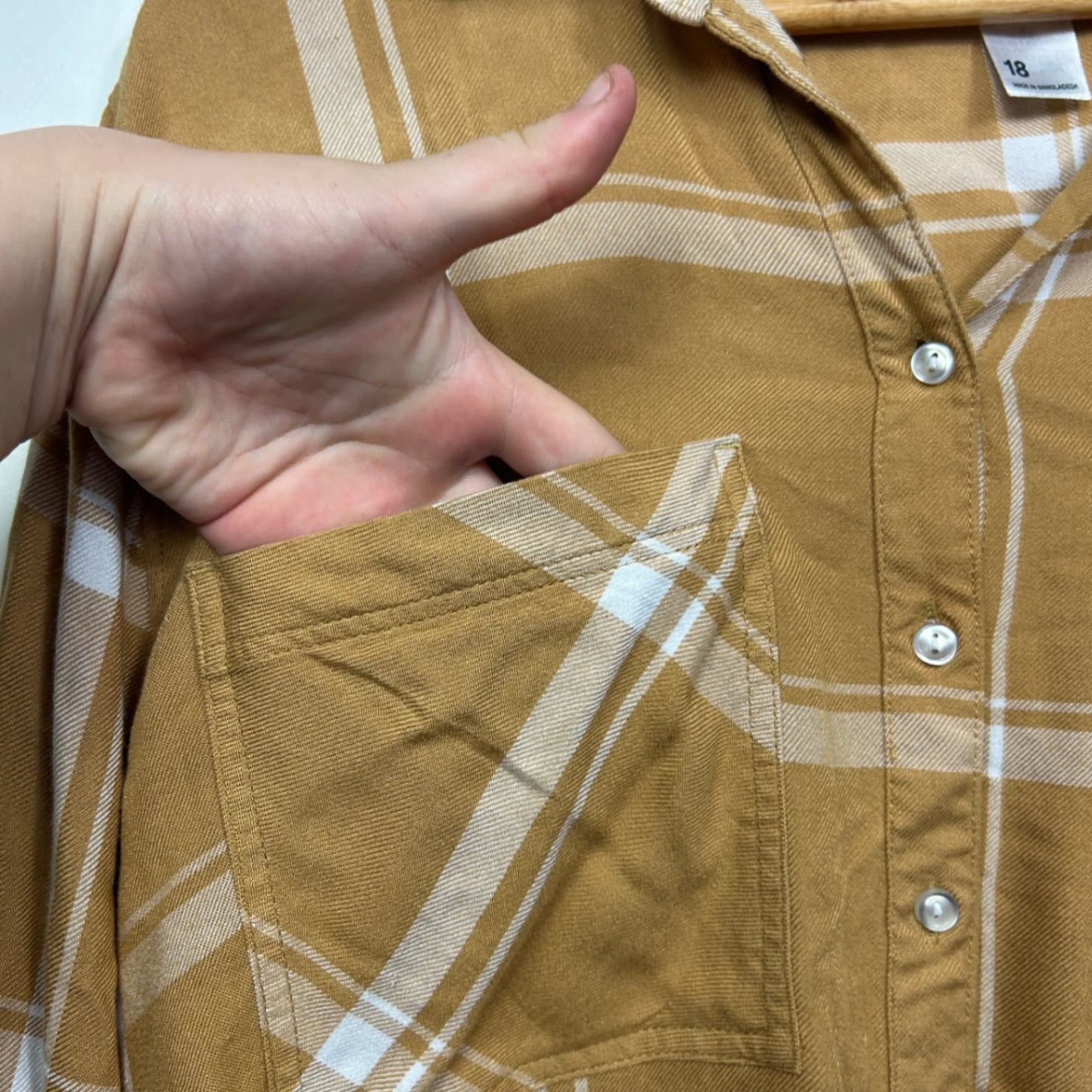 Anko Mustard Yellow Long Sleeve Collared Plaid Shirt Blouse Size 18