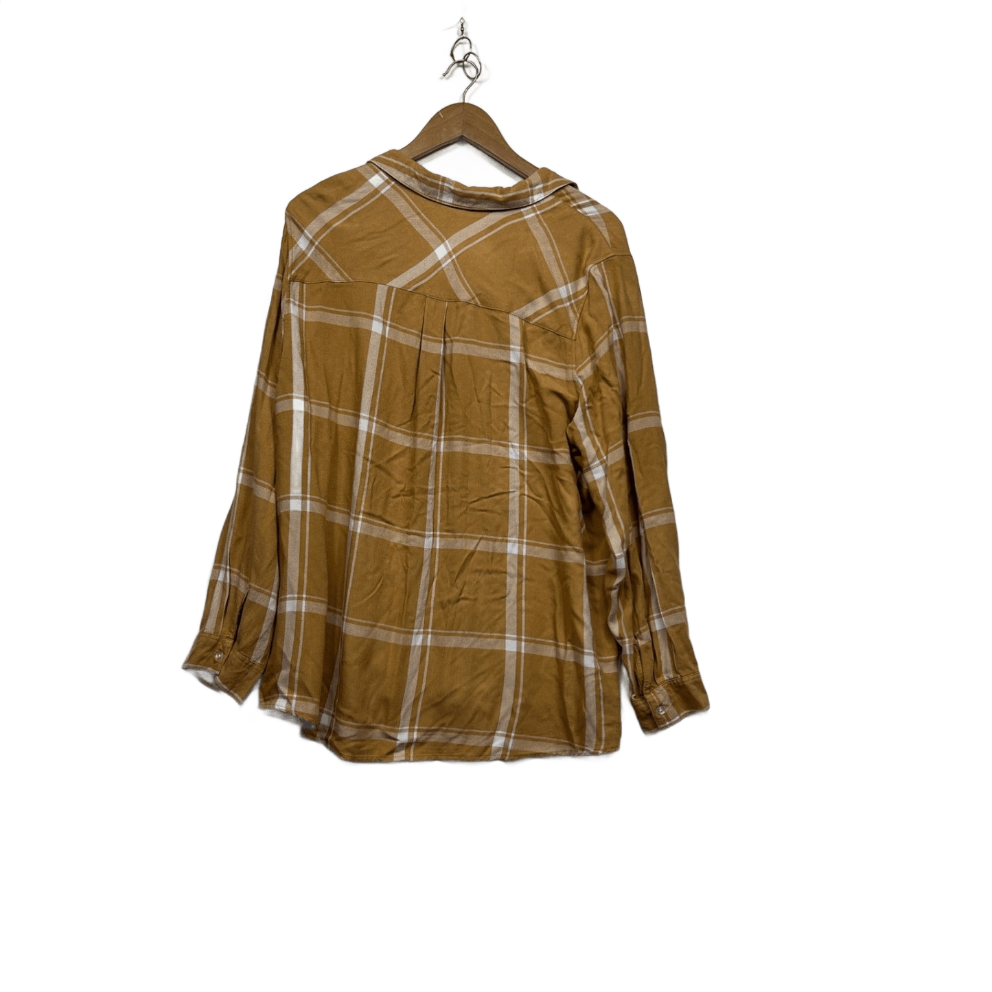 Anko Mustard Yellow Long Sleeve Collared Plaid Shirt Blouse Size 18
