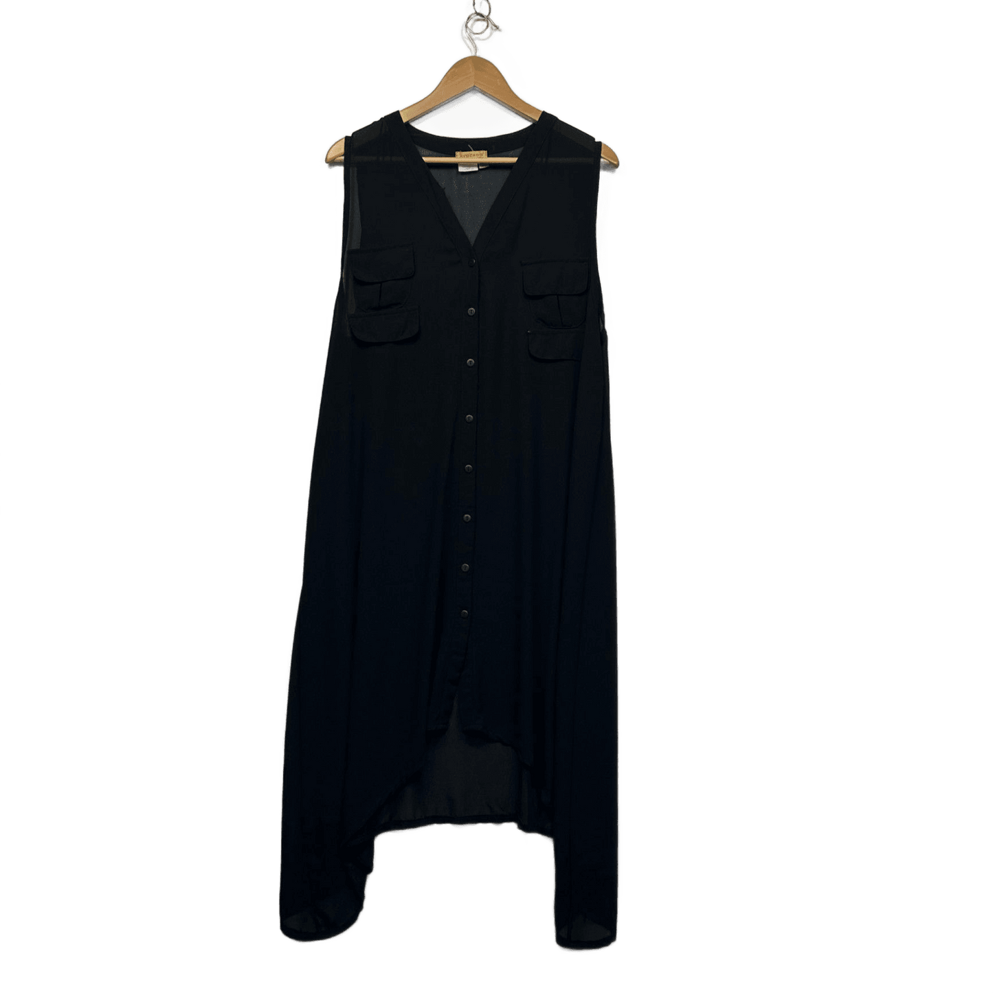 Avocado Black Sleeveless Maxi V-Neck Shirt Dress Cover Up Size 14