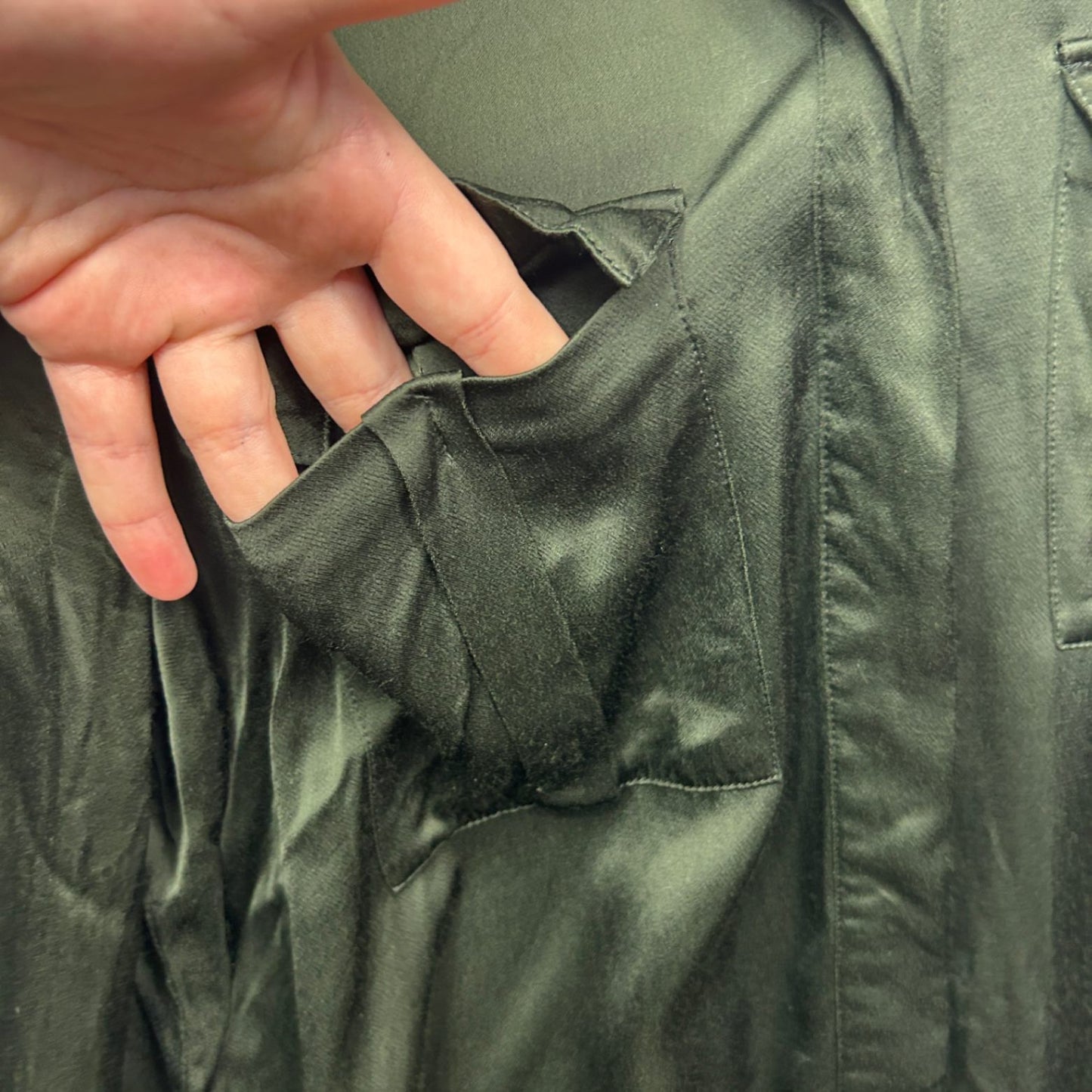 Forever New Olive Green Button Up Top Shirt Size 14 Viscose